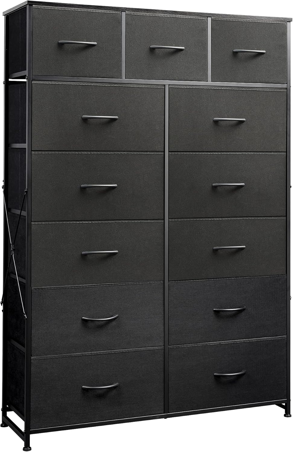 WLIVE Storage Organizer Unit with 13 Fabric Bins Storage Drawers Organizer with Steel Frame
