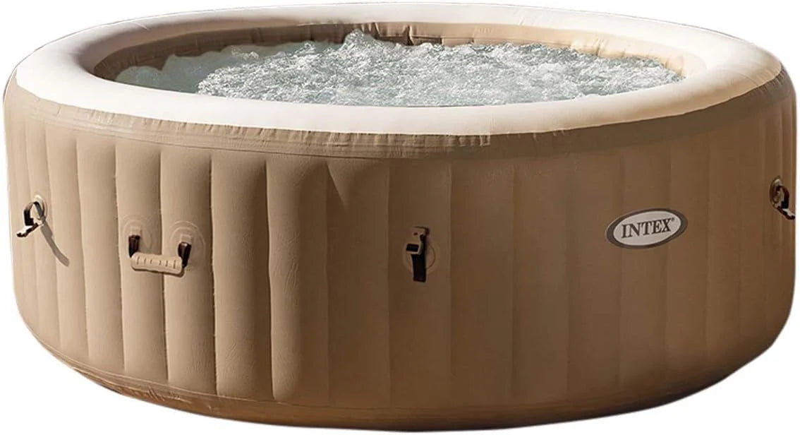 Intex PureSpa 6 Person Bubble Massage Inflatable Hot Tub Spa Set Tan Spa Plus Water Heater Pump