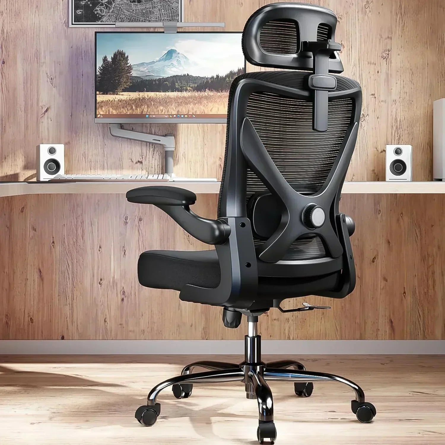 Office computer desk and chair gaming chair with lumbar support and headrest