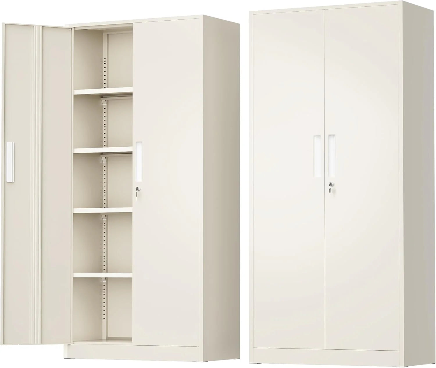 Greenvelly Metal Storage Cabinet, 72 Black Locking Metal Cabinet with 2 Doors and 4 Adjustable Shelves, Lockable Garage Storage Cabinets for Home Office, Garage, Kitchen, Living Room