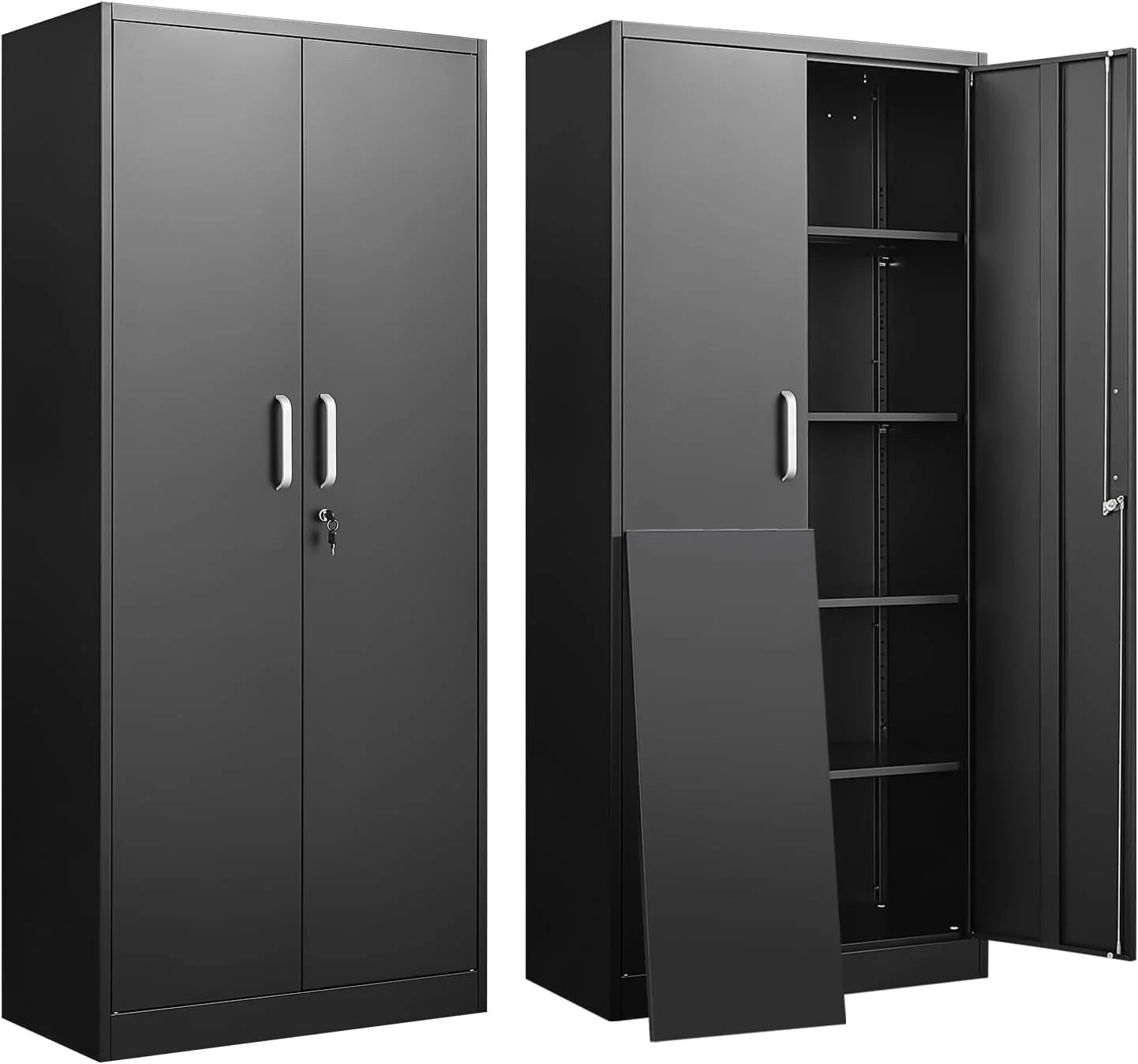 Metal Storage Cabinet with Adjustable Shelves, Garage Storage Cabinets with Doors