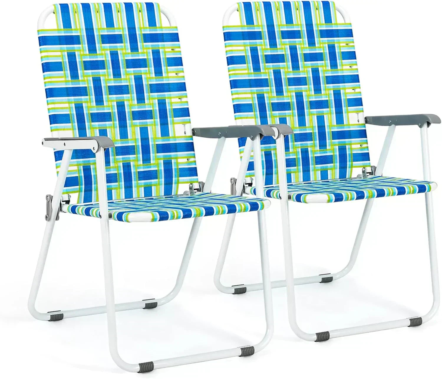 VINGLI Patio Lawn Webbed Folding Chairs Set of 2 Outdoor Beach Portable Lawn Chair