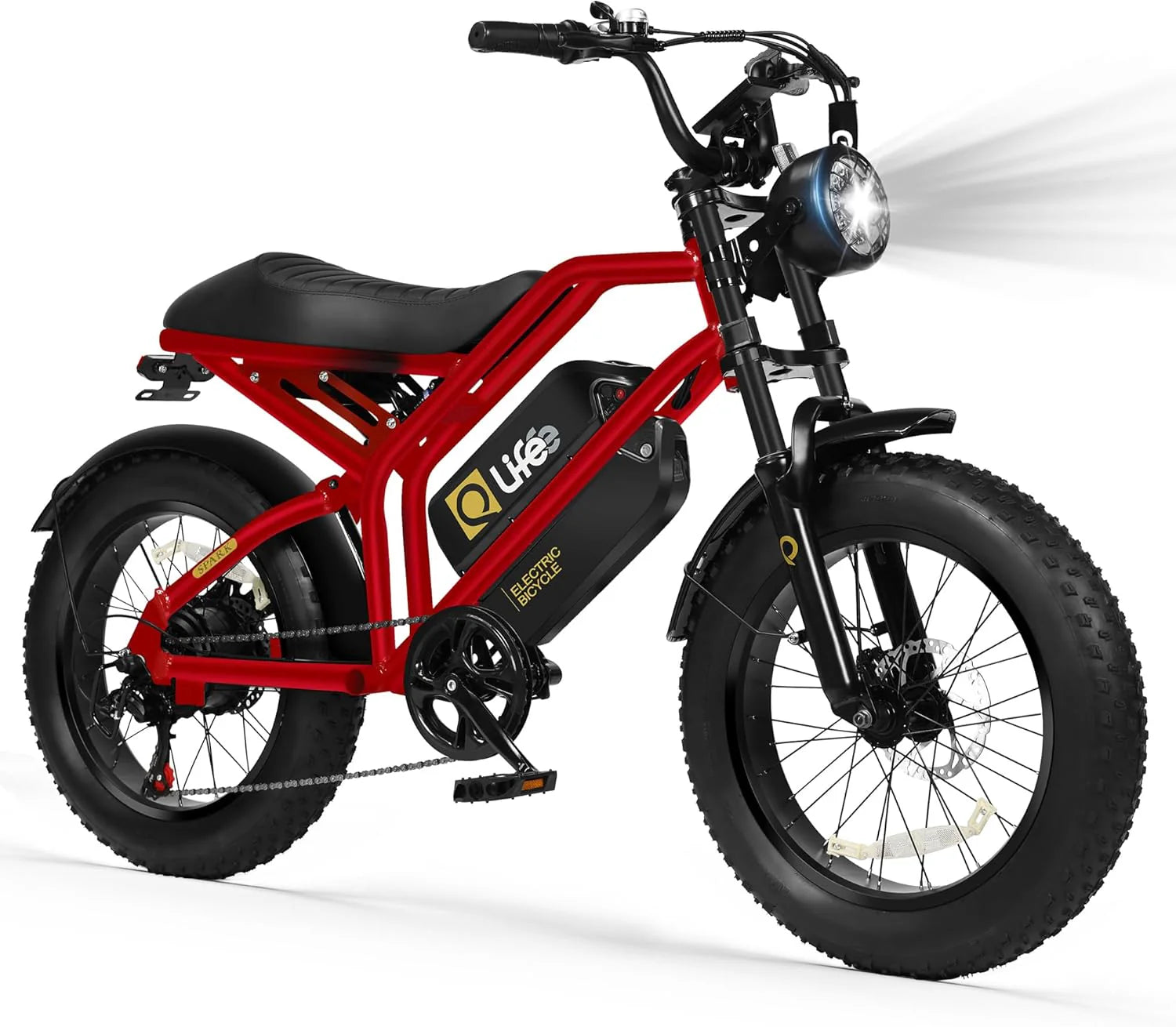 Qlife Electric Bike for Adults/Teens Spark-1500W Peak Motor 20 Fat Tires 28MPH(Unlock to 35MPH) Dirt Bike