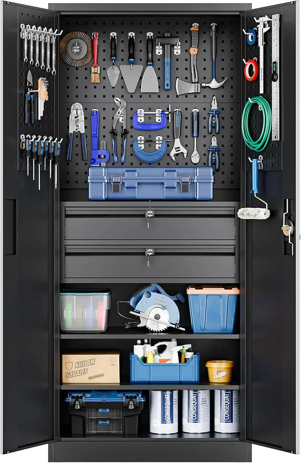 Yizosh Metal Garage Storage Cabinet with Locking Doors Heavy Duty Steel Tool Cabinet