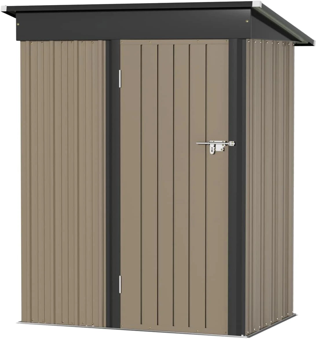 Greesum 6×4 FT Outdoor Storage Shed, Metal Patio Storage Shed with Lockable Door