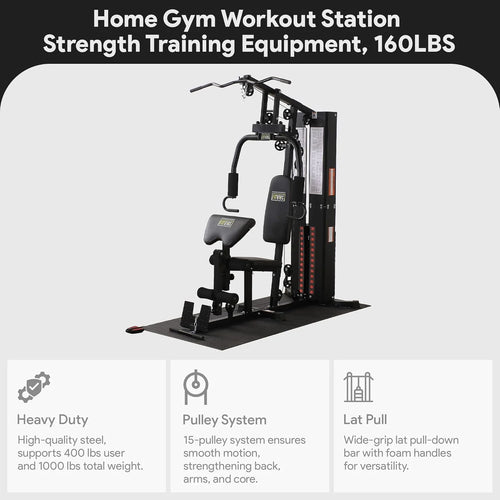 BalanceFrom Multifunctional Steel Frame Home Gym Machine with Floor Mat