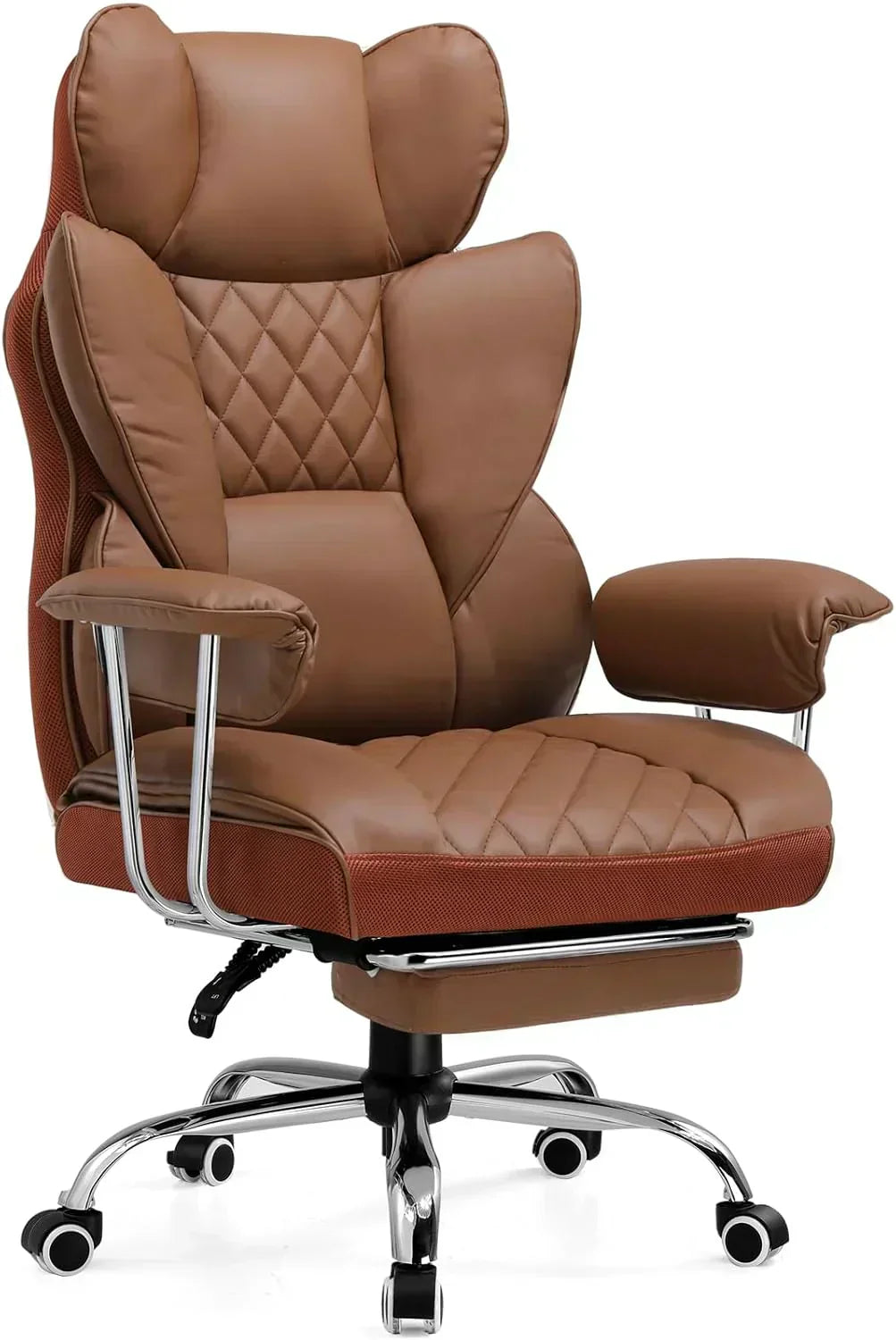 Large high back office chair high back leather gaming chair with footrest