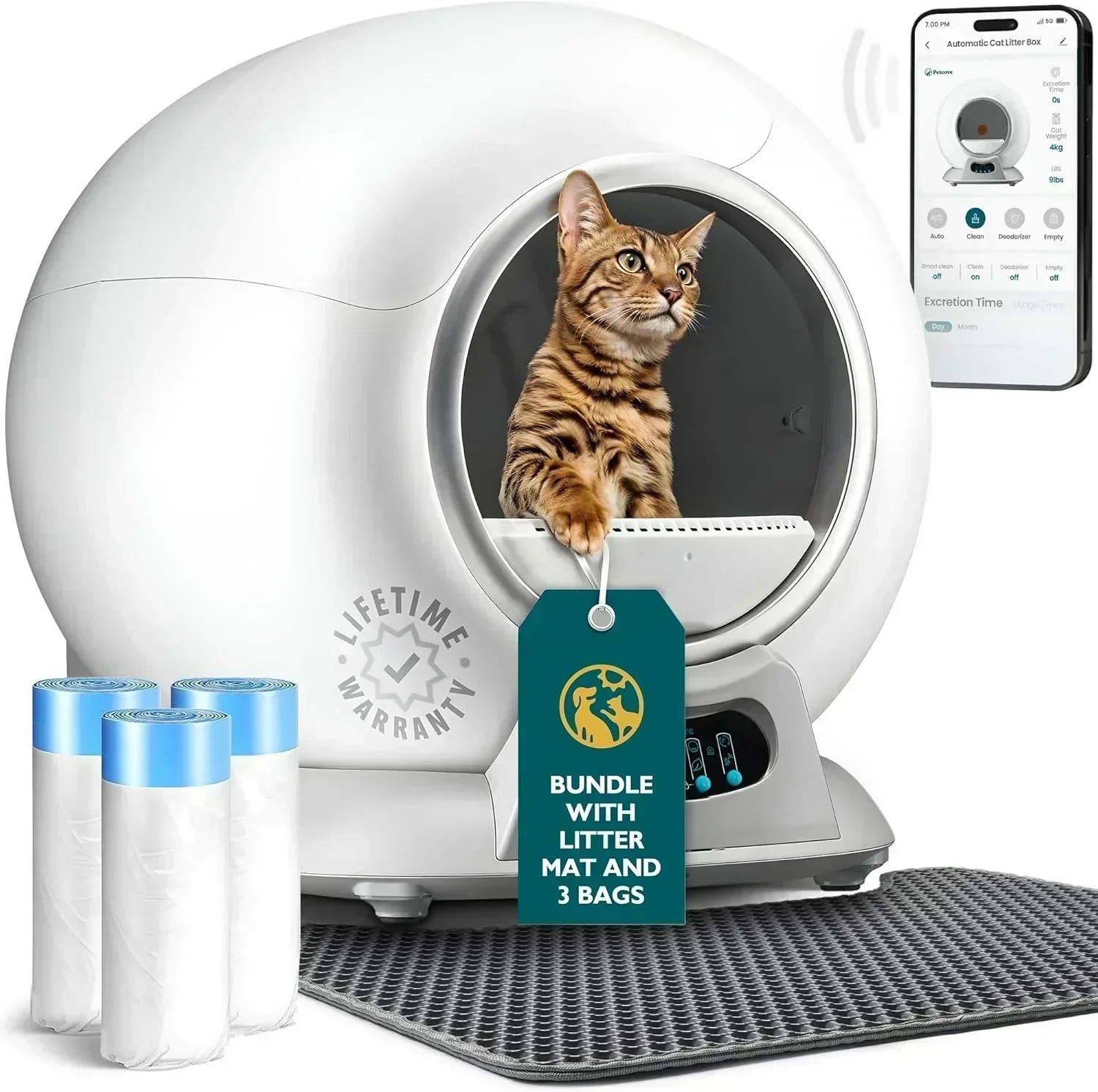 Self Cleaning Litter Box with Auto Safety Sensors Automatic Cat Litter Box Self-Cleaning