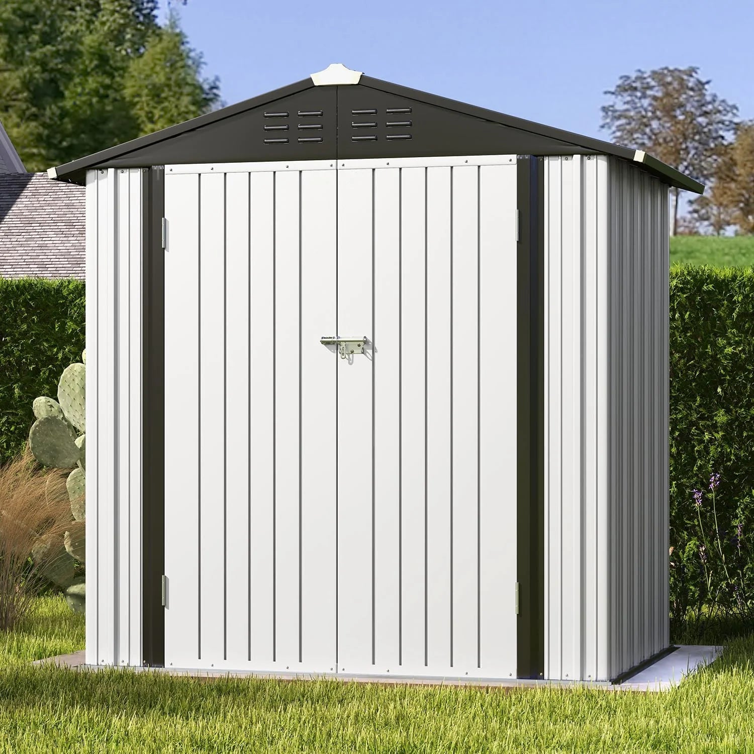 Patiowell 5x3 FT Outdoor Storage Shed Tool Shed with Sloping Roof and Lockable Door Metal Shed