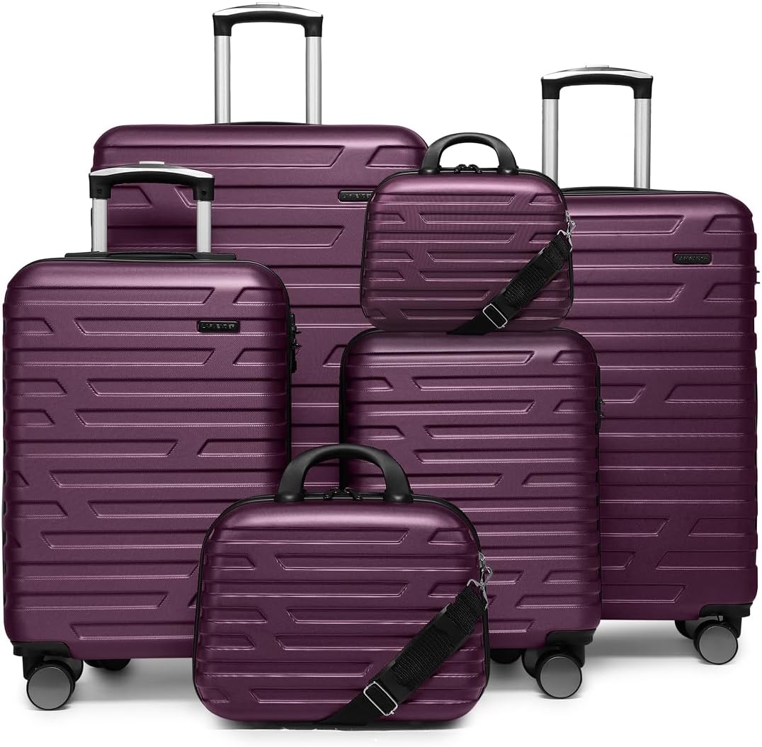 Luggage 6-piece hardshell expandable suitcase lightweight travel carry-on luggage set