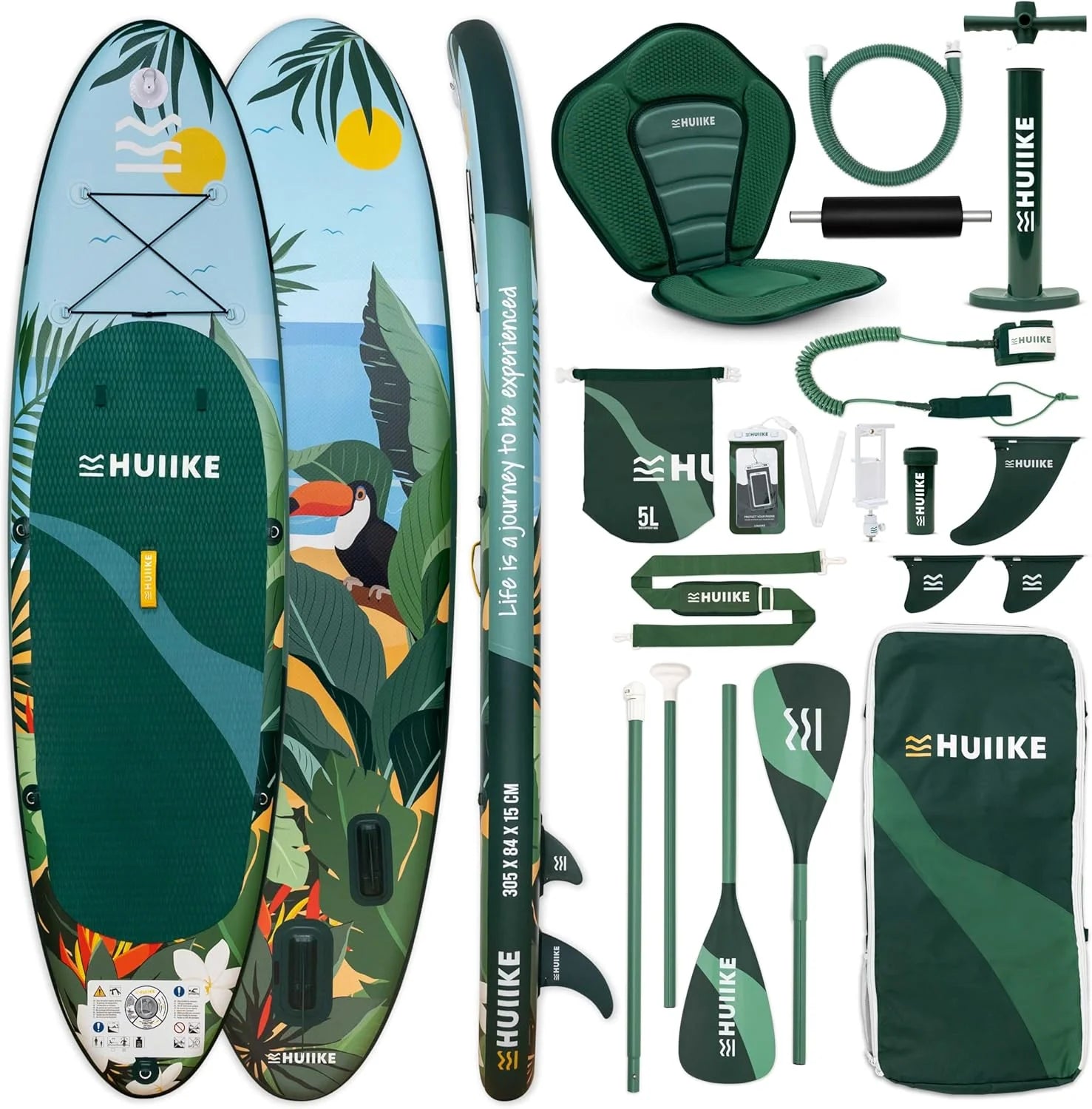 HUIIKE Inflatable Paddle Board for Adults with Accessories Included, Oar, Fins, Pump. Stand Up Paddleboard