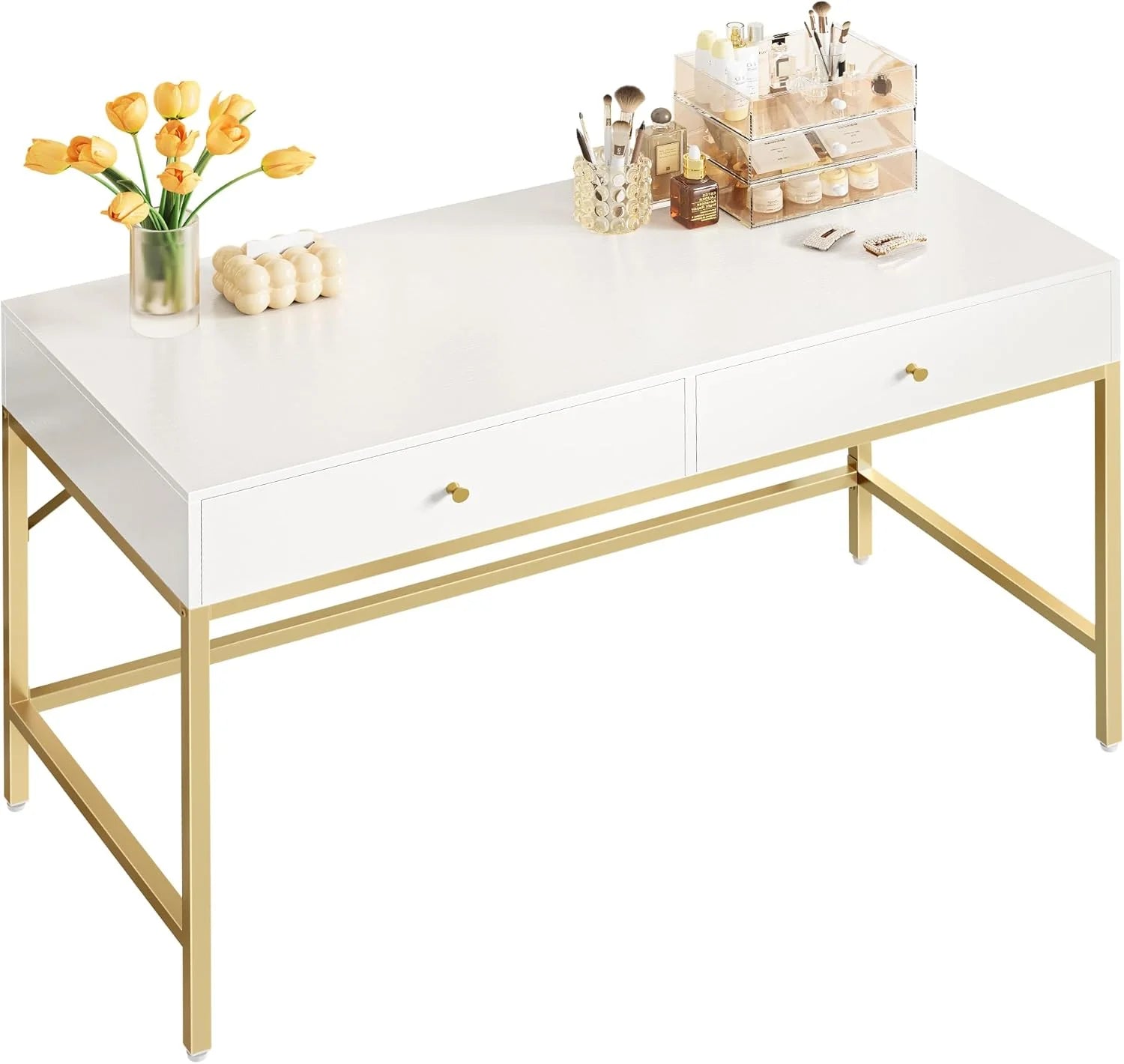SUPERJARE Vanity Desk with Drawers, 47 inch Computer Desk, Simple Home Office Desks