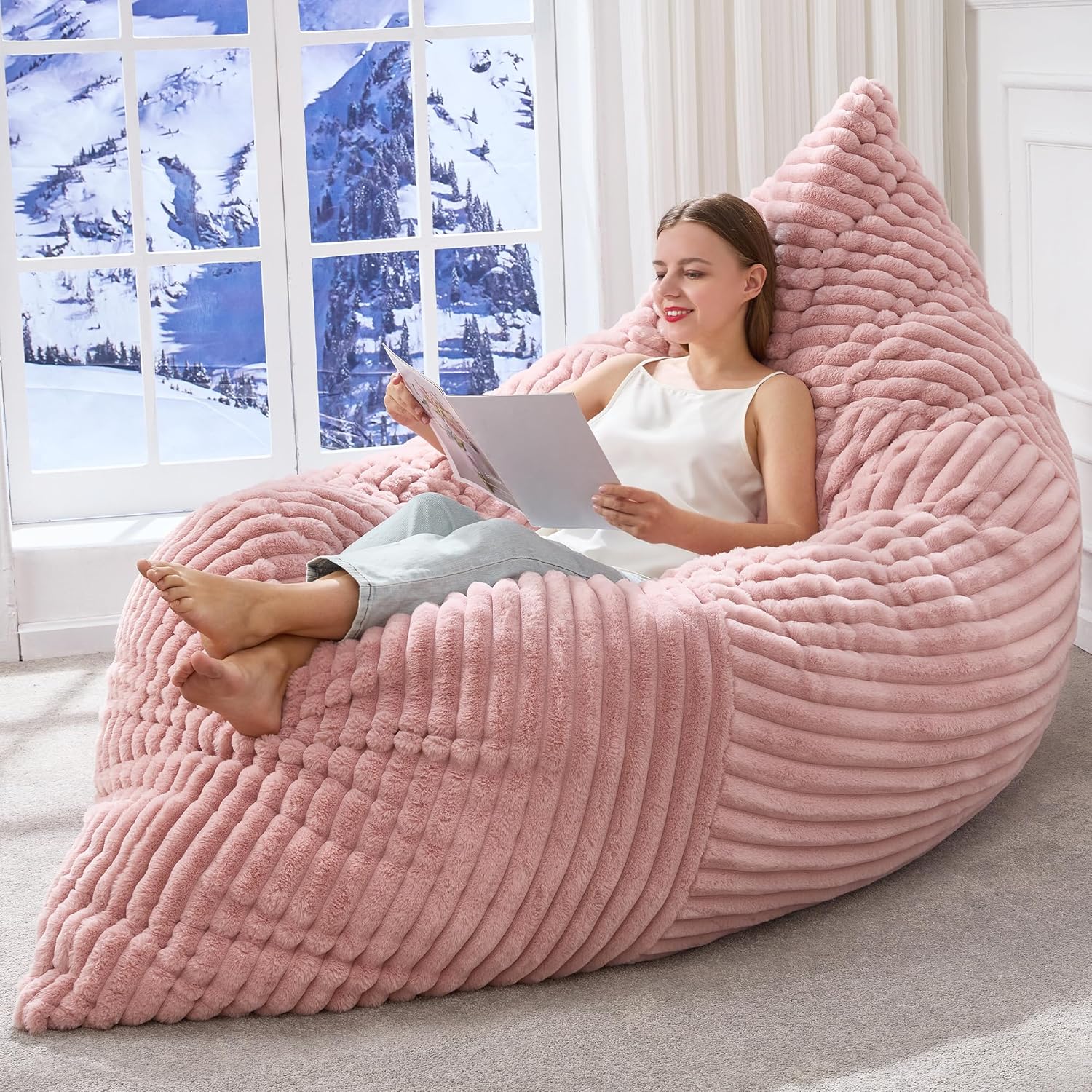 Hobestluk 3 in 1 Bean Bag Chair Giant Bean Bag Chairs Convertible Bean Bag Floor Cushion