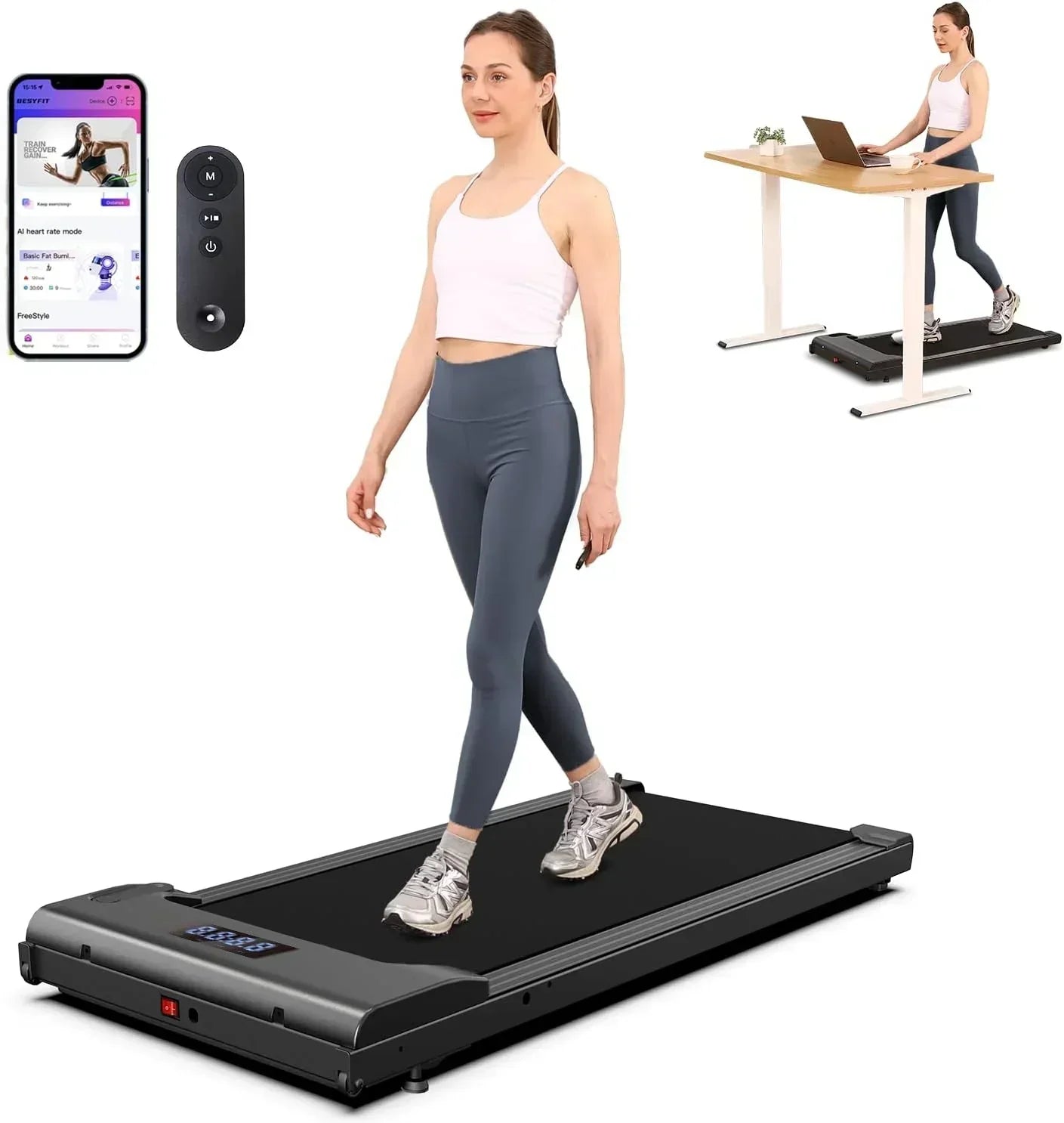 Lichico Walking Pad Under Desk Treadmill Ultra-Quiet Brushless Electric Jogging Treadmill