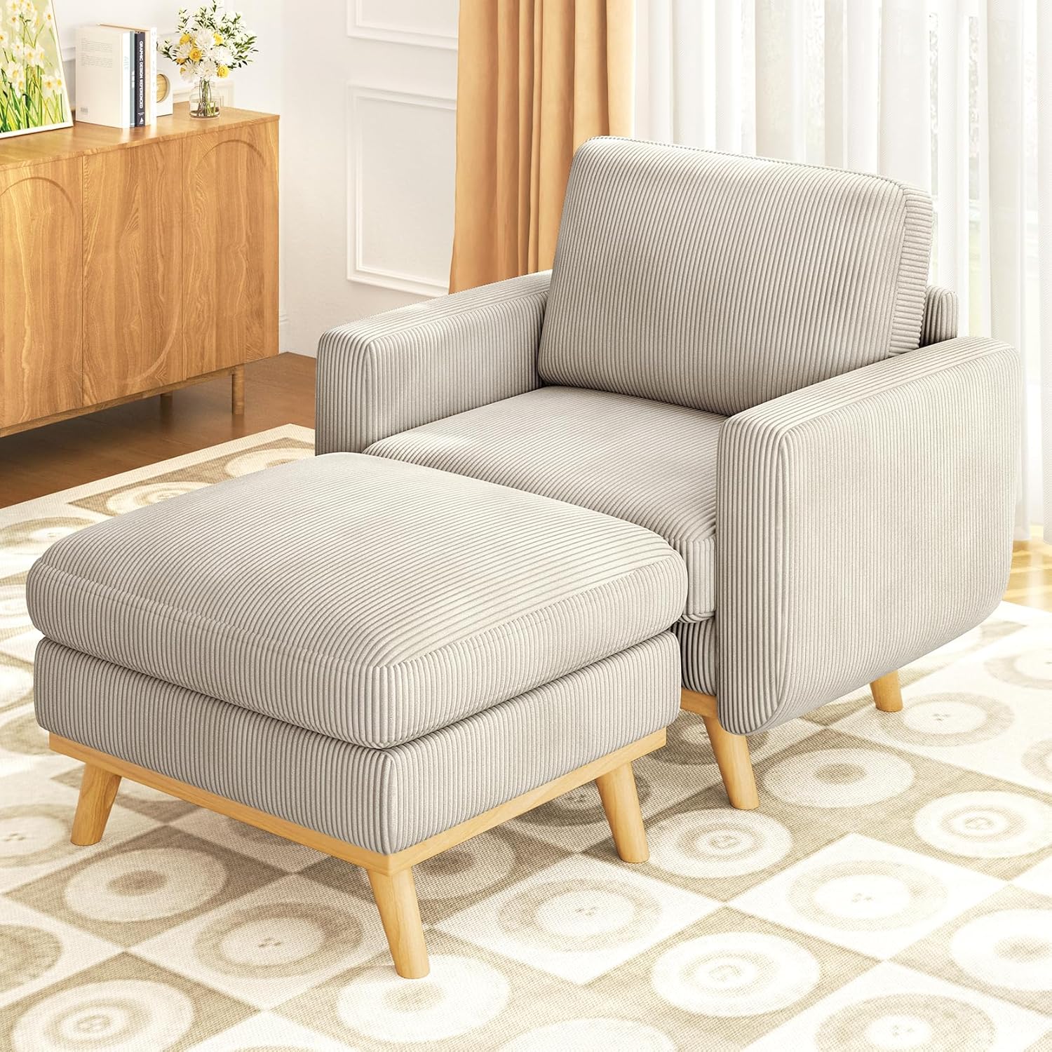 Vesgantti 68 Loveseat Sofa - Green, Comfy Corduroy with Spring Cushion, Solid Wood Frame, Modern Deep Seat, Bedroom & Living Room, Office Couch