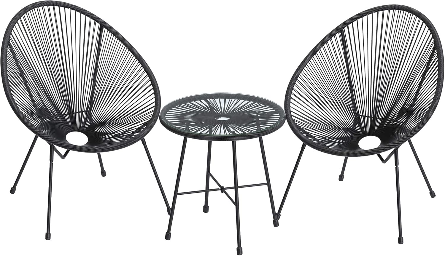 Outdoor Settee 2-Seat Garden Furniture with Backrest PE Rattan