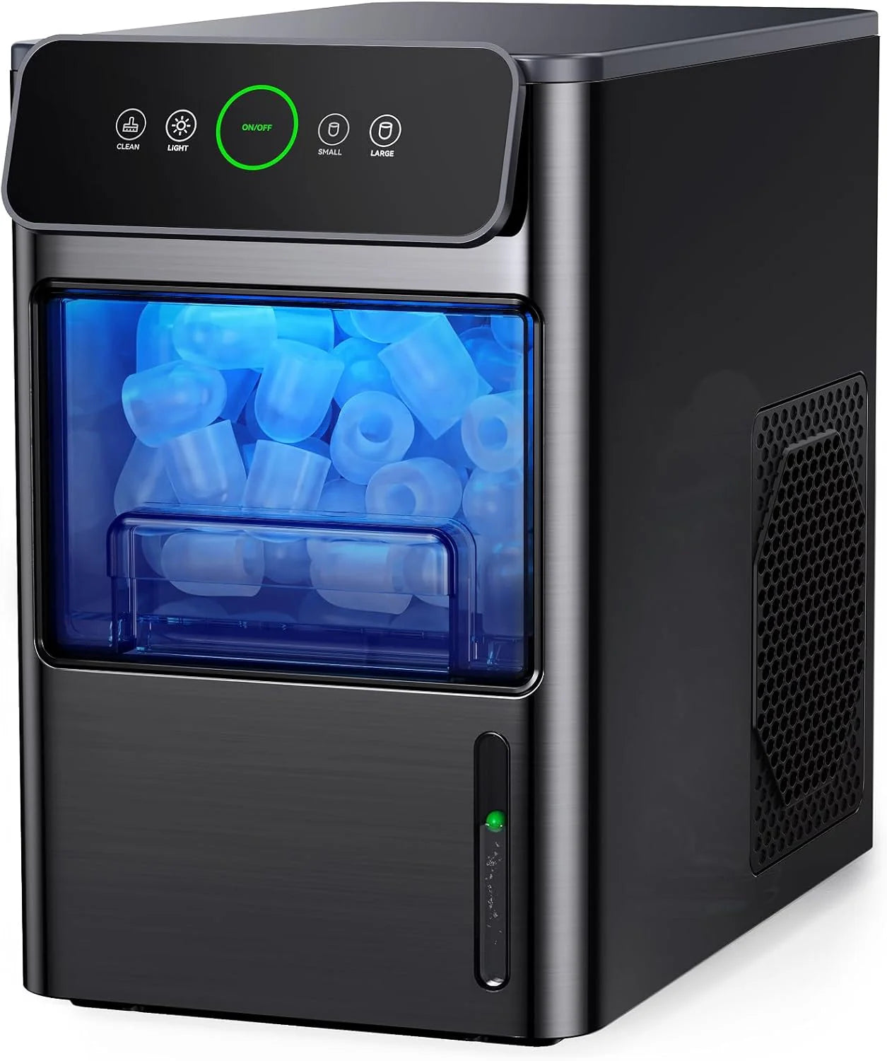Silonn Countertop Ice Maker, 9 Cubes Ready in 6 Mins, 26lbs in 24Hrs, Portable Ice Machine with Self-Cleaning, 2 Sizes of Bullet Ice for Home/Kitchen/Party/RV, Black