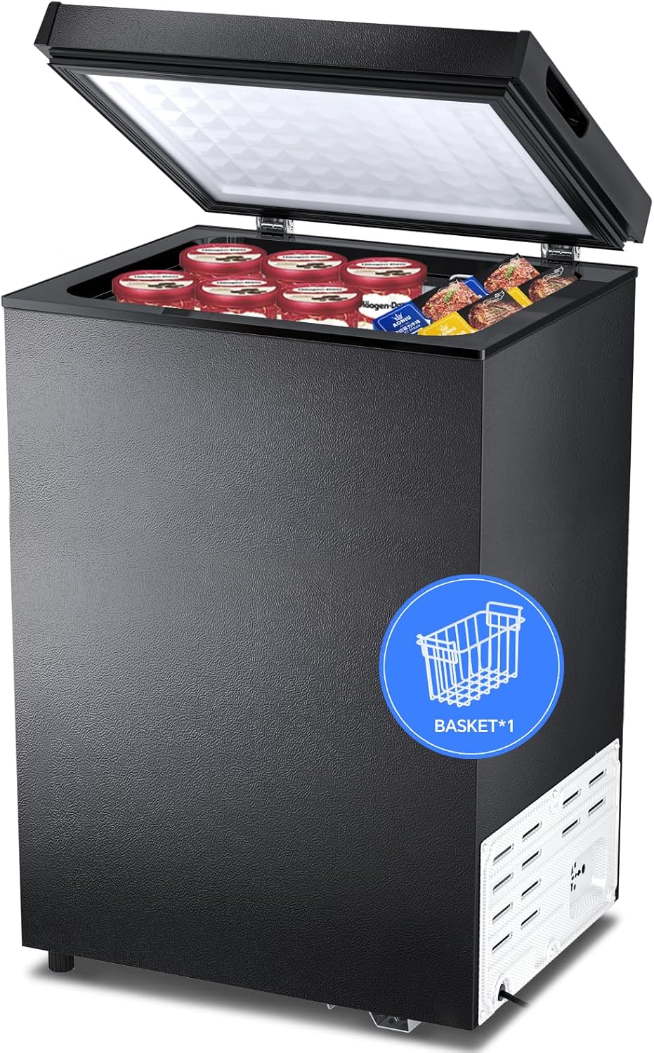 Kismile 3.5 Cubic Feet Chest Freezer Free Standing Top Open Door Compact Deep Freezer