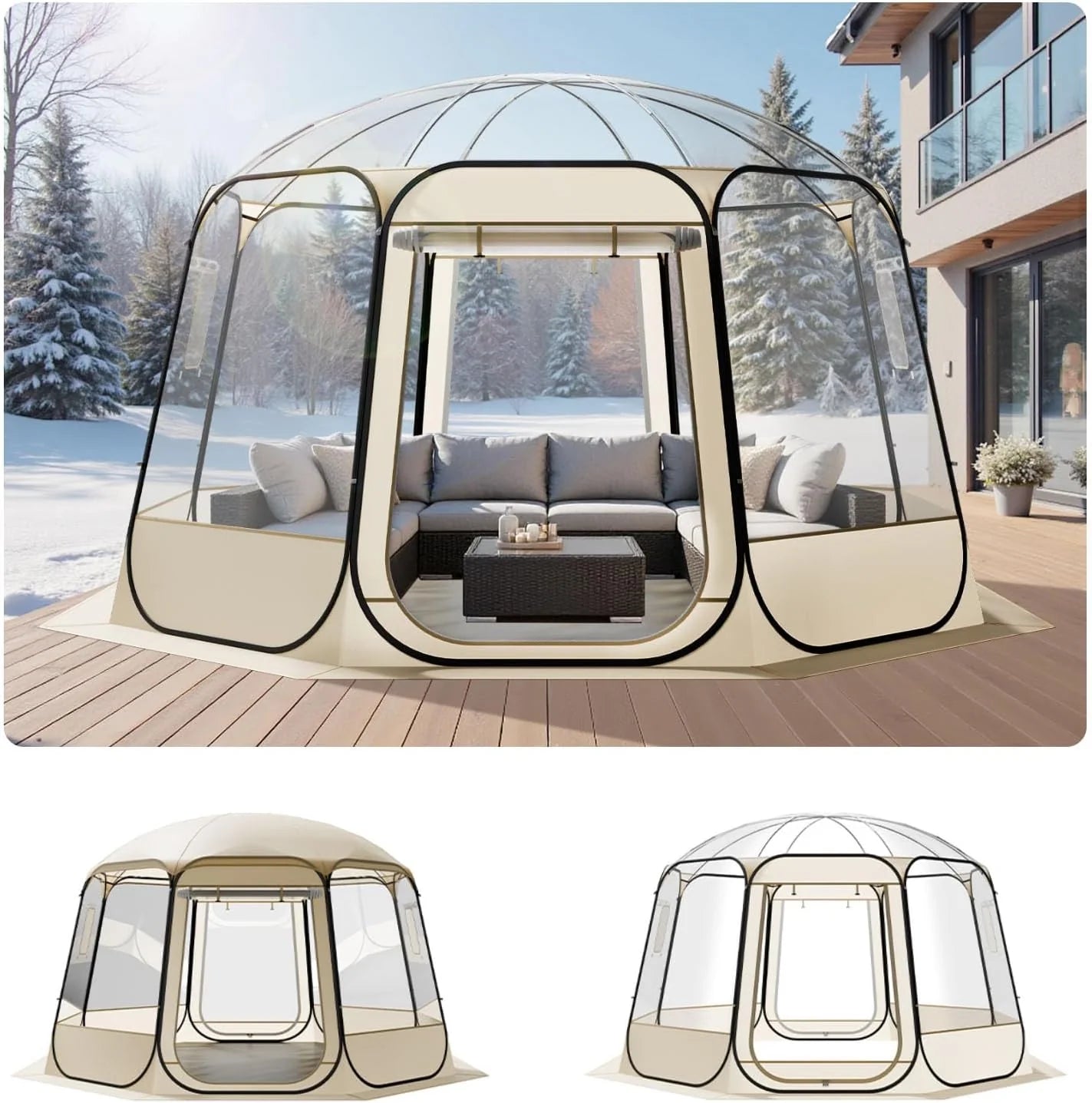 VEVOR Pop up Sports Tent, 8 Sizes Optional Clear Bubble Tent for 1-6 Person