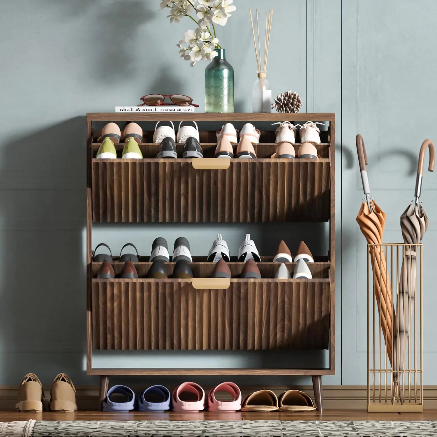 Shoe cabinet storage, modern independent storage cabinet entrance narrow shoe rack cabinet