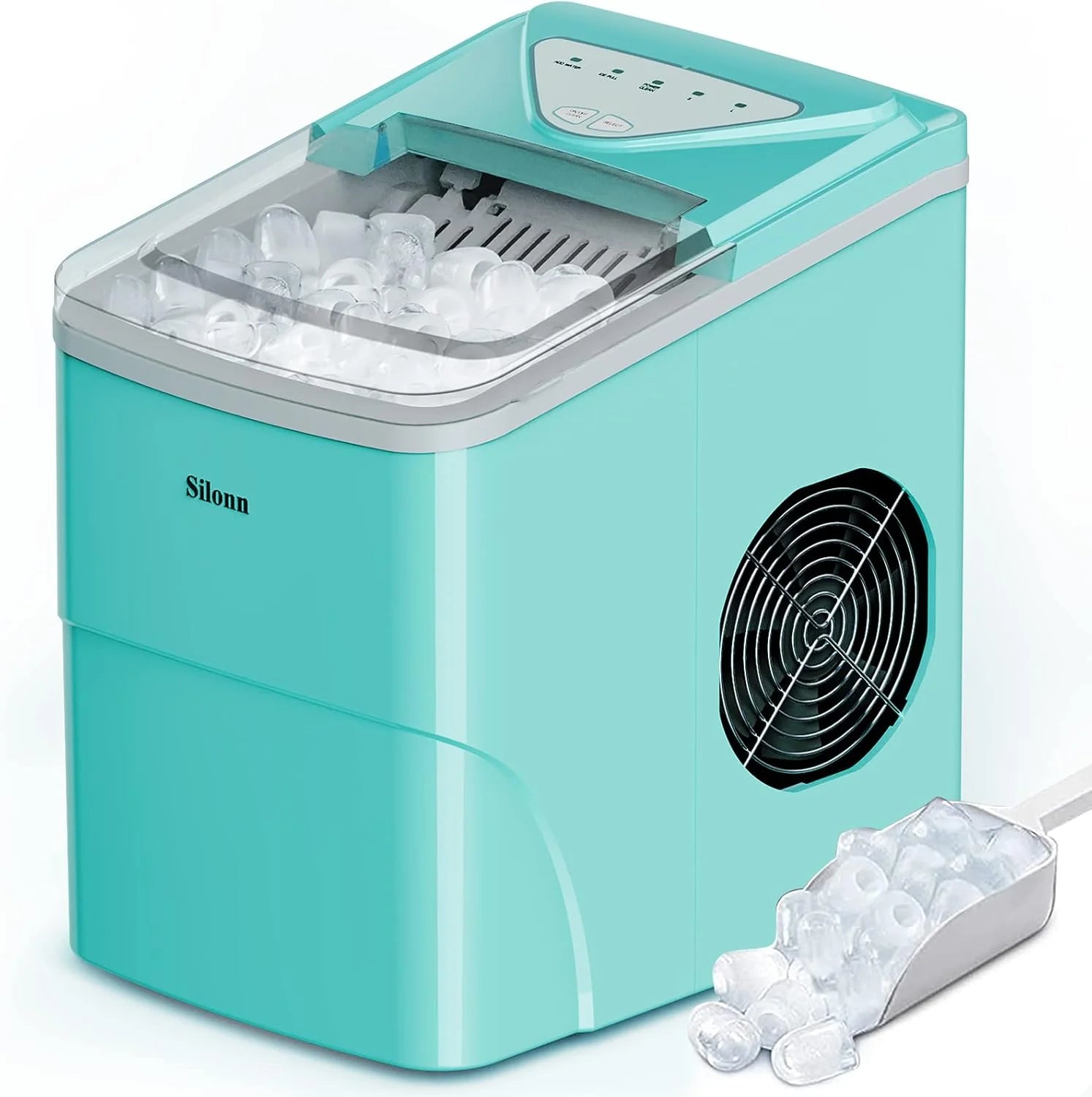 Silonn Nugget Ice Maker Countertop, Pebble Ice Makers with Crushed Soft Chewable Ice, 33lbs Per Day with Scoop, Pellet Portable Ice Machines with Auto-Cleaning for Home, Kitchen, Office, Black