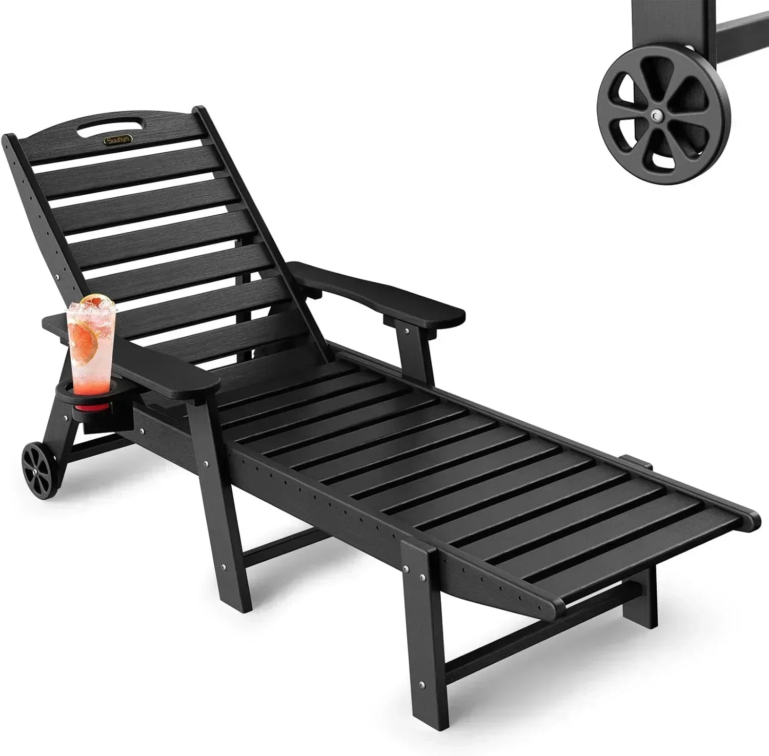 Lounge Chair Outdoor Chaise Lounge HDPE 6-Position Outdoor Chaise Lounge Patio Lounge Chair