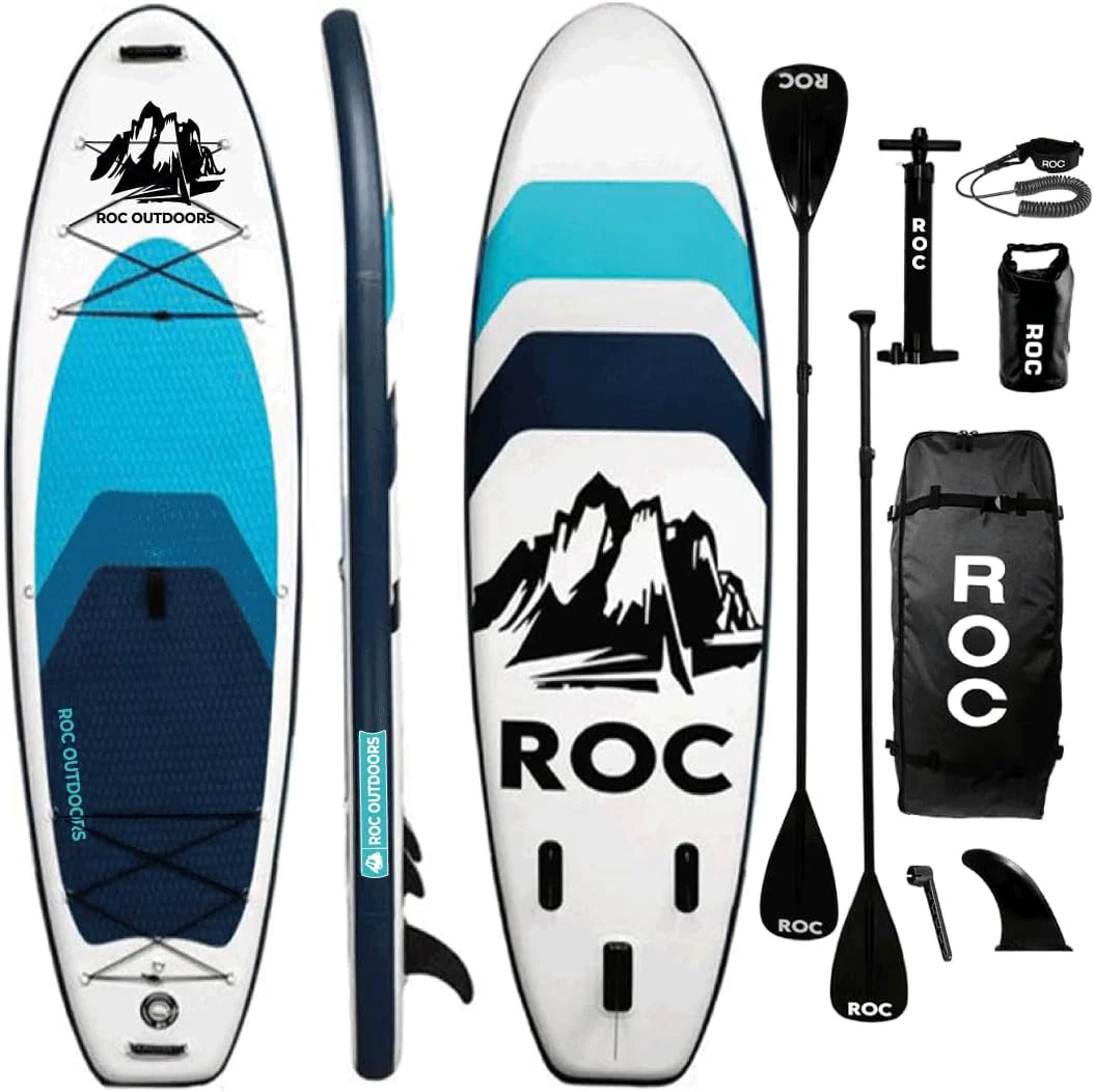 Roc Inflatable Stand Up Paddle Board 10' 6 with Premium SUP Paddle Board Accessories