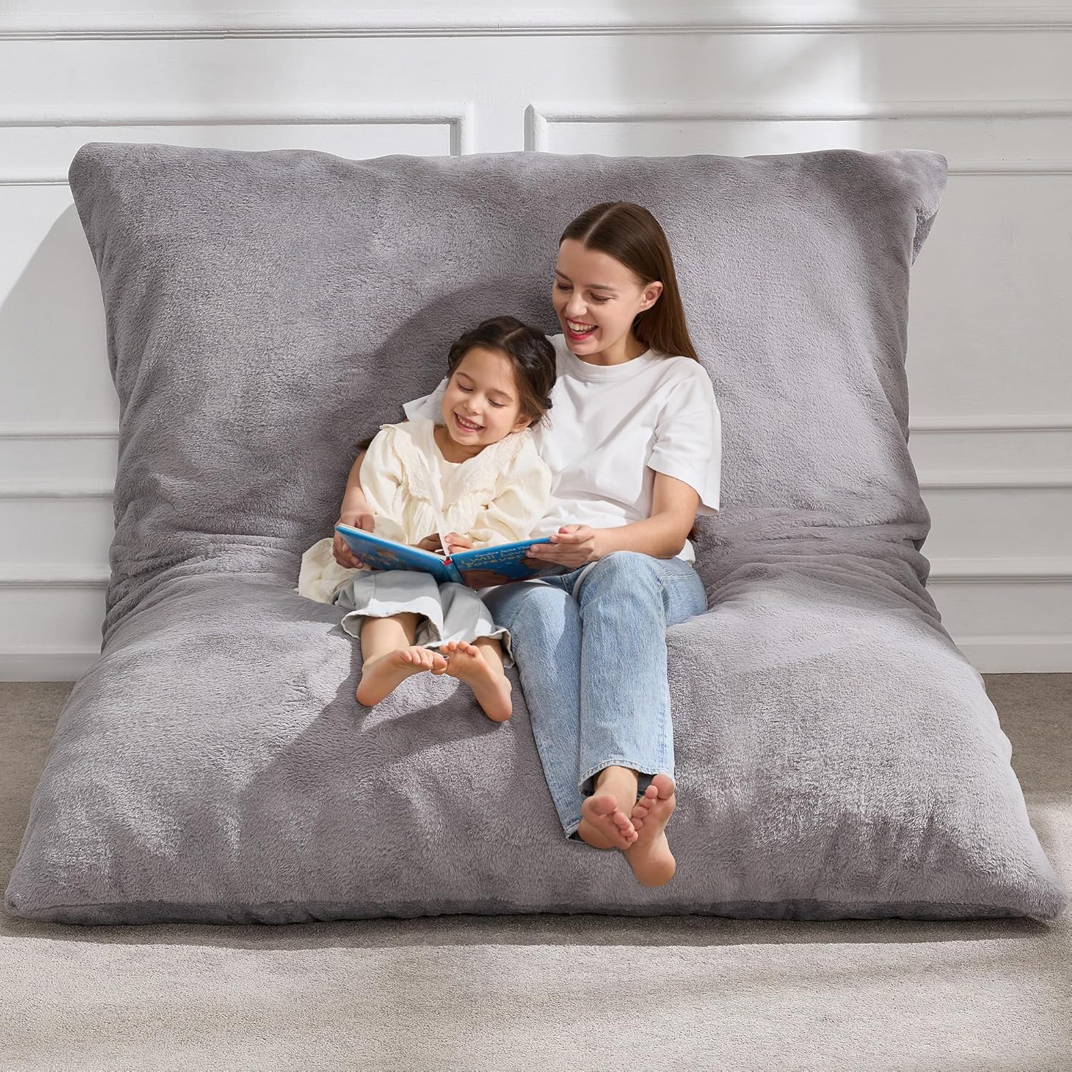 Hobestluk 3 in 1 Bean Bag Chair Giant Bean Bag Chairs Convertible Bean Bag Floor Cushion