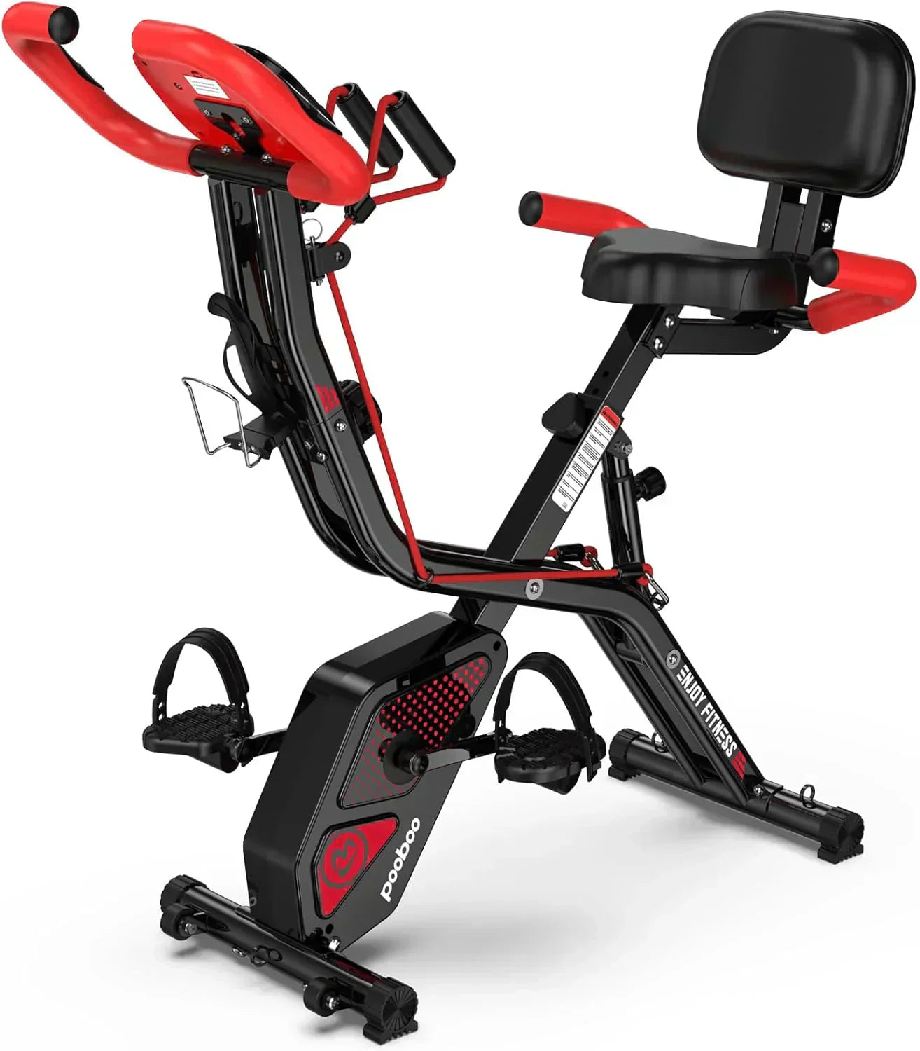 pooboo Folding Exercise Bike Foldable Fitness Stationary Bike Machine Upright Indoor Cycling Bike