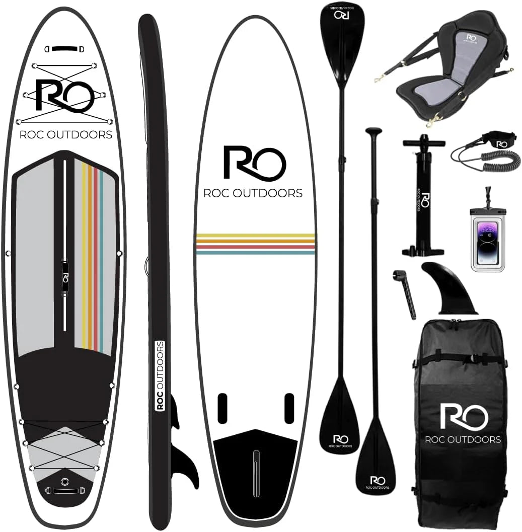 Roc Inflatable Stand Up Paddle Board 10' 6 with Premium SUP Paddle Board Accessories
