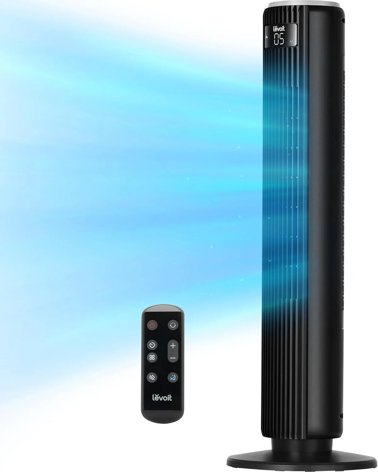 LEVOIT Smart 42 inch Tower Fan for Bedroom, DC motor, Oscillating with Quiet 26ft/s Velocity, 25dB Bladeless Floor Fan for Home Space, 12 Speeds, 4 Modes, 24H Timer with APP, Works with Alexa, Remoter