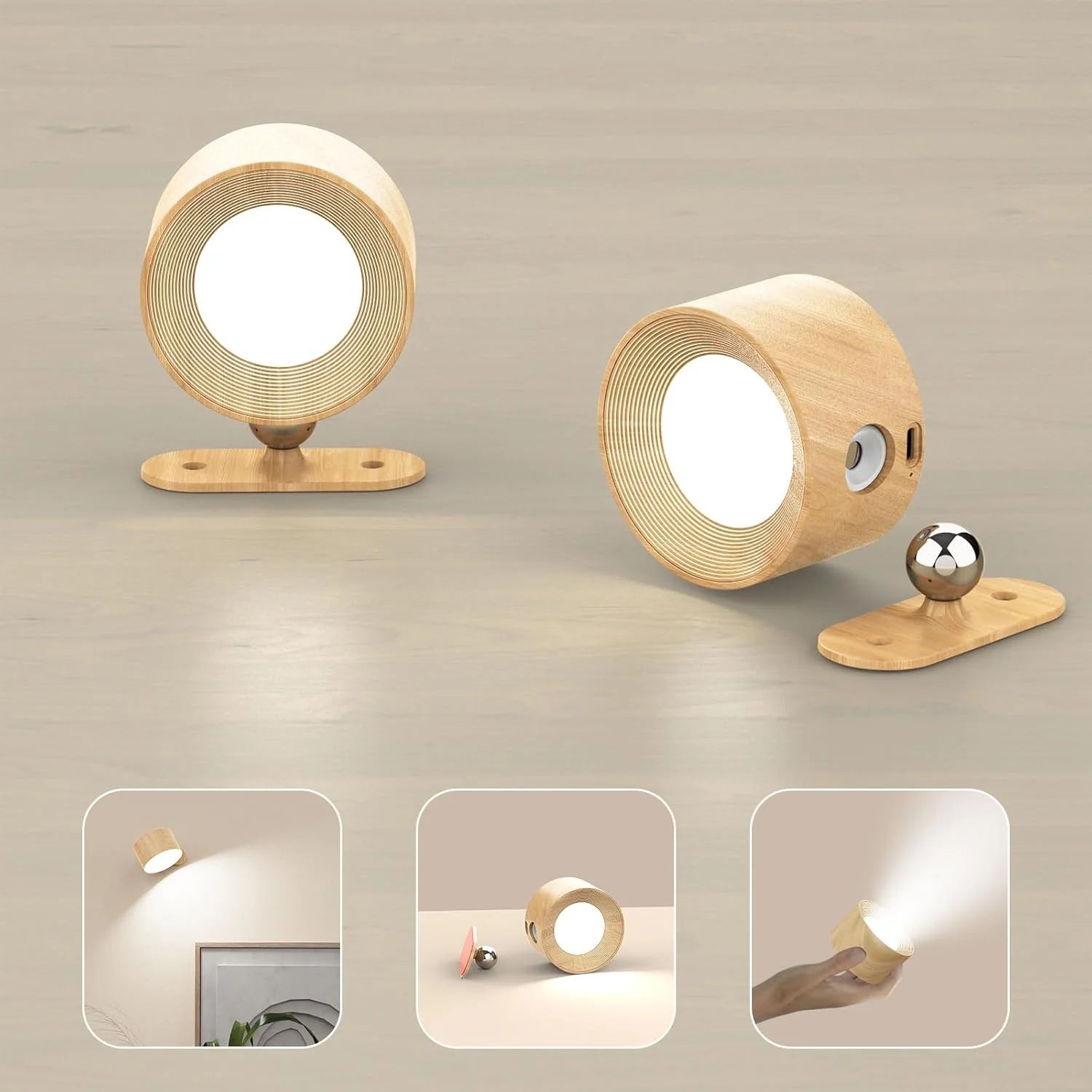 LED Wall Sconce Rechargeable Battery Operated with USB and Adjustable Color Temperatures