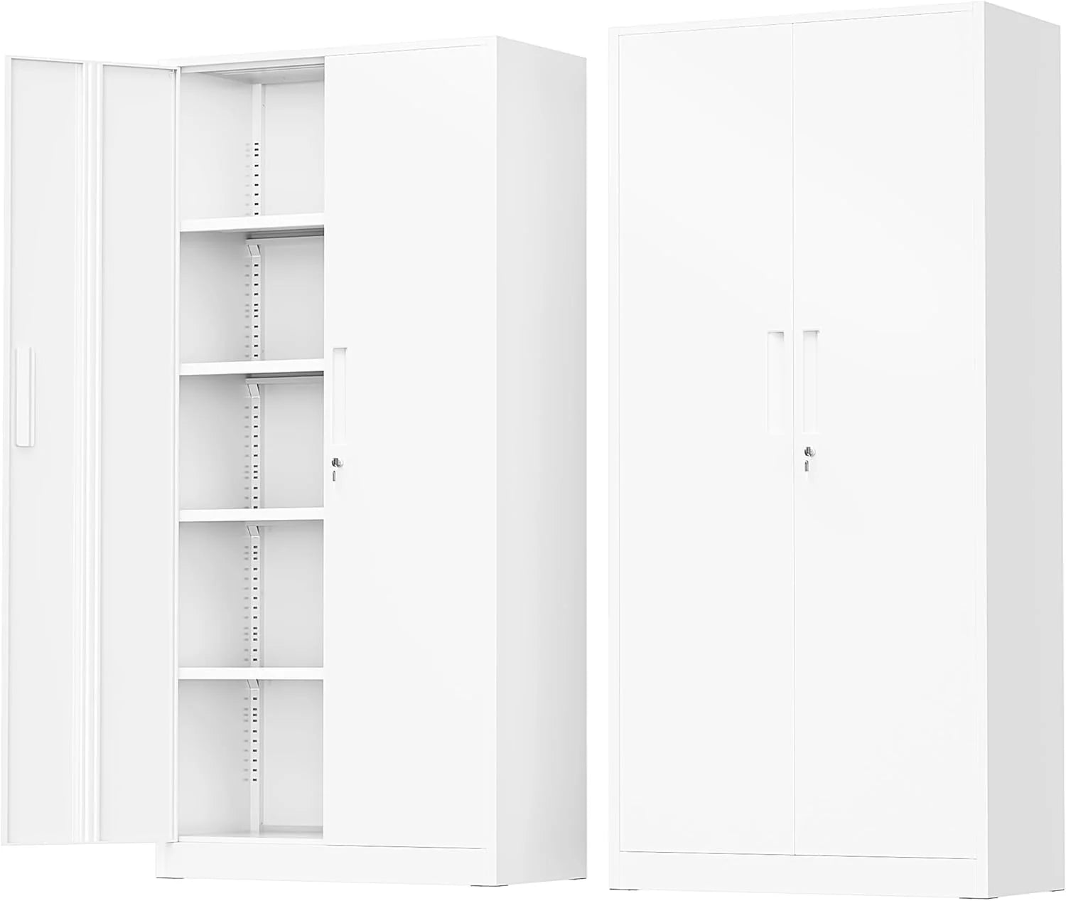 Greenvelly Metal Storage Cabinet, 72 Black Locking Metal Cabinet with 2 Doors and 4 Adjustable Shelves, Lockable Garage Storage Cabinets for Home Office, Garage, Kitchen, Living Room