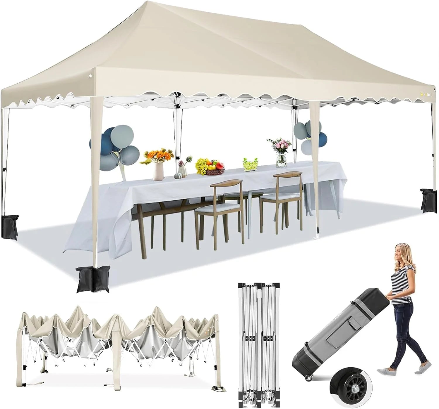 HOTEEL 10x30FT Party Tent with 8 Removable Sidewalls for Parties, Carpas para Fiestas