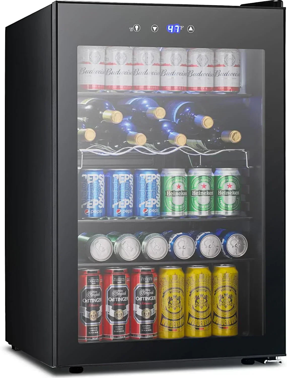 Mini Fridge 130 Can Beverage Refrigerator Cooler Drink Fridge Adjustable Temperature Control