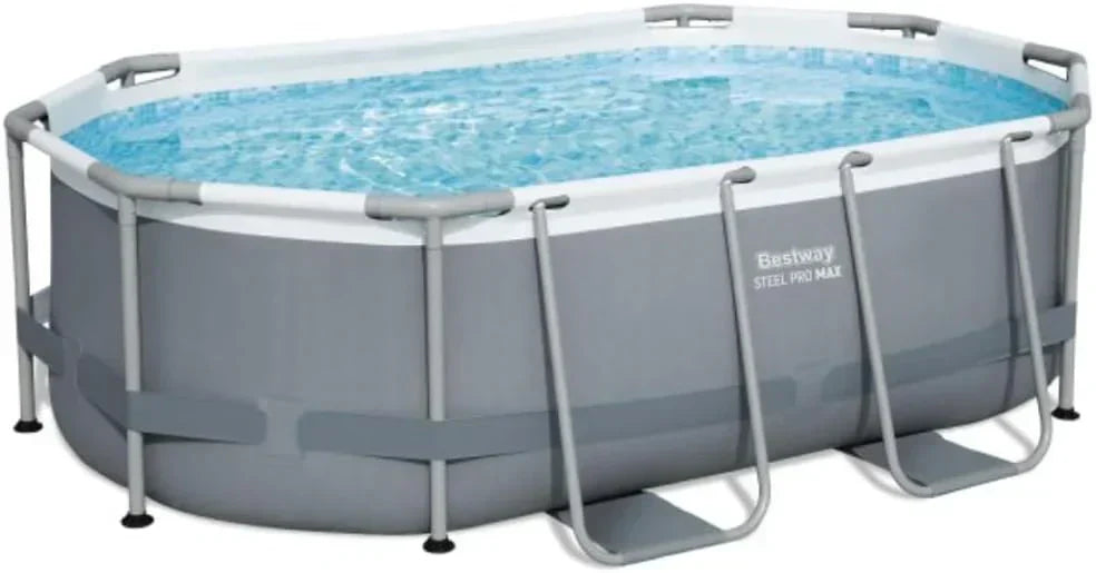 Power Steel 14' x 8'2 x 39.5 Oval Above Ground Pool Set Includes 530gal Filter Pump Ladder