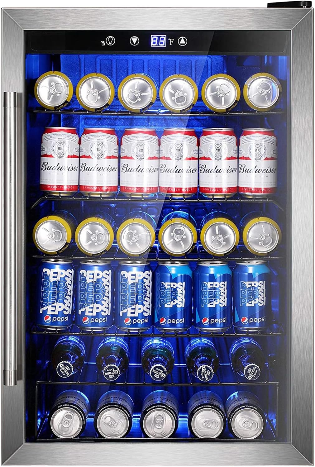 Mini Fridge 130 Can Beverage Refrigerator Cooler Drink Fridge Adjustable Temperature Control