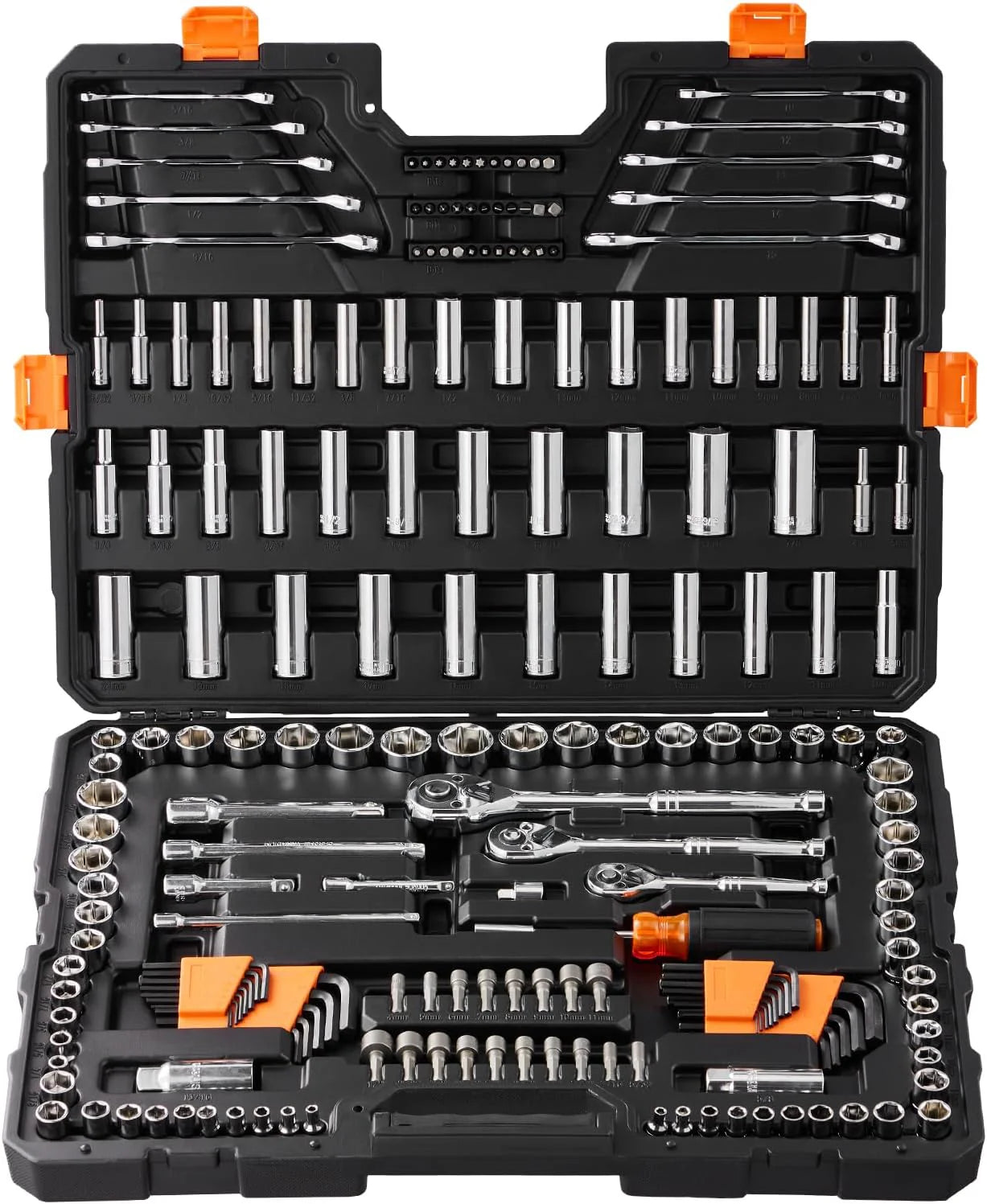 VEVOR Mechanics Tool Set and Socket Set Drive Deep and Standard Sockets Metric Mechanic Tool Kit