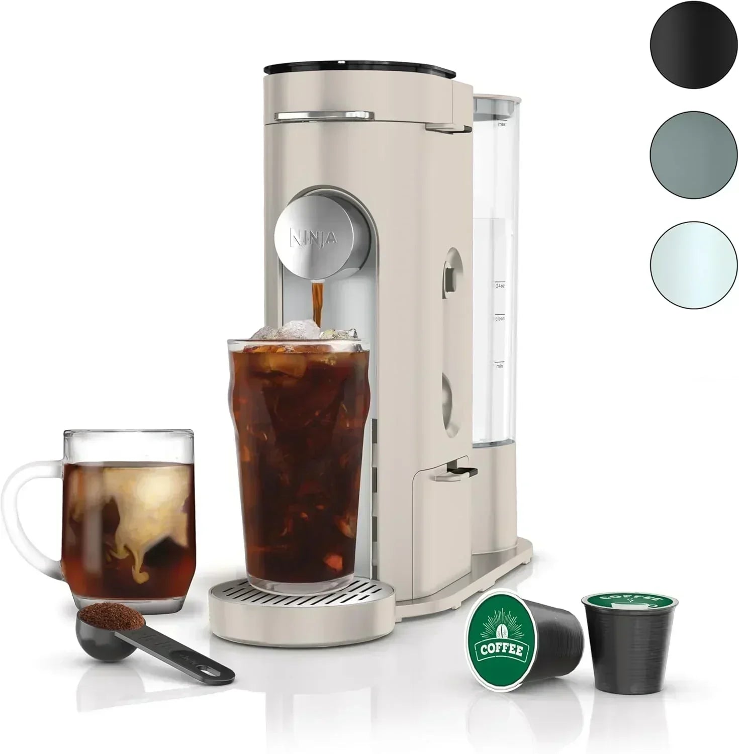 Ninja Pods Grounds Single-Serve Coffee Maker K-Cup Pod Compatible Brews Grounds Compact Design