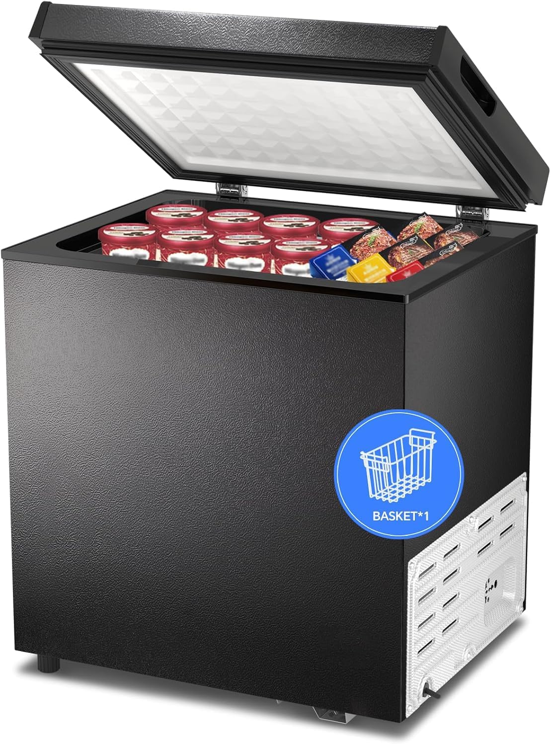 Kismile 3.5 Cubic Feet Chest Freezer Free Standing Top Open Door Compact Deep Freezer