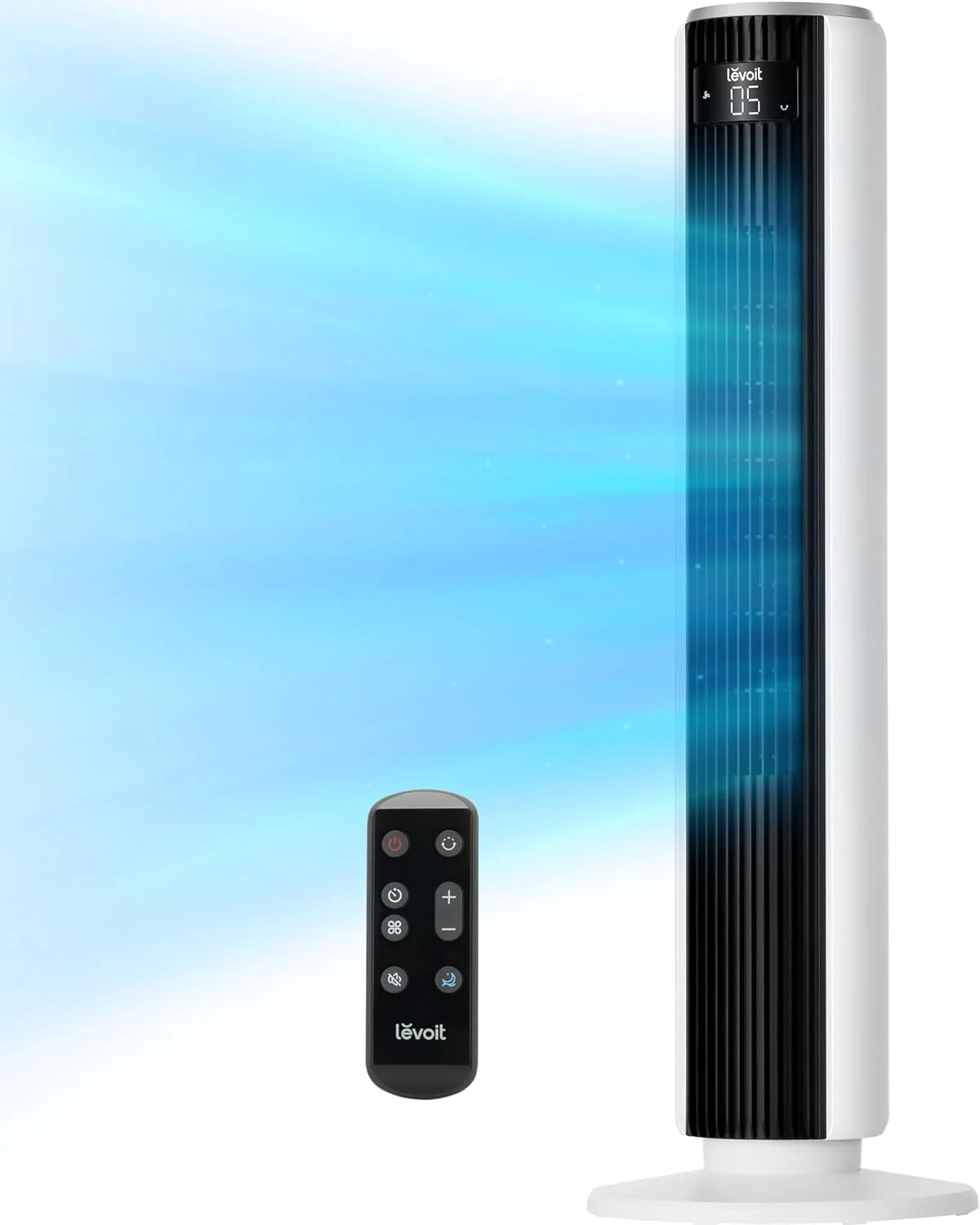 LEVOIT Smart 42 inch Tower Fan for Bedroom, DC motor, Oscillating with Quiet 26ft/s Velocity, 25dB Bladeless Floor Fan for Home Space, 12 Speeds, 4 Modes, 24H Timer with APP, Works with Alexa, Remoter