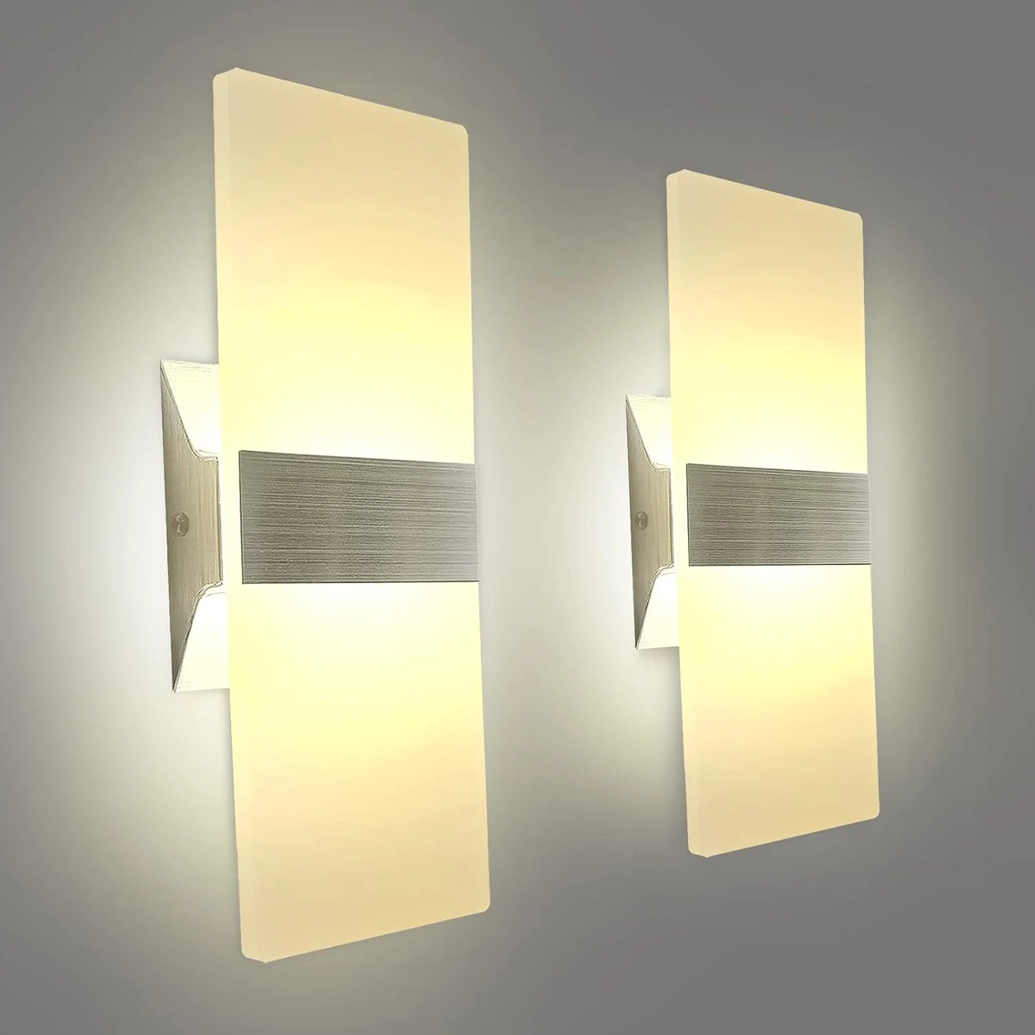 Modern LED Wall Sconce Set of 2 Hardwired Up Down Light 10W Cool White Indoor Wall Lighting Fixture