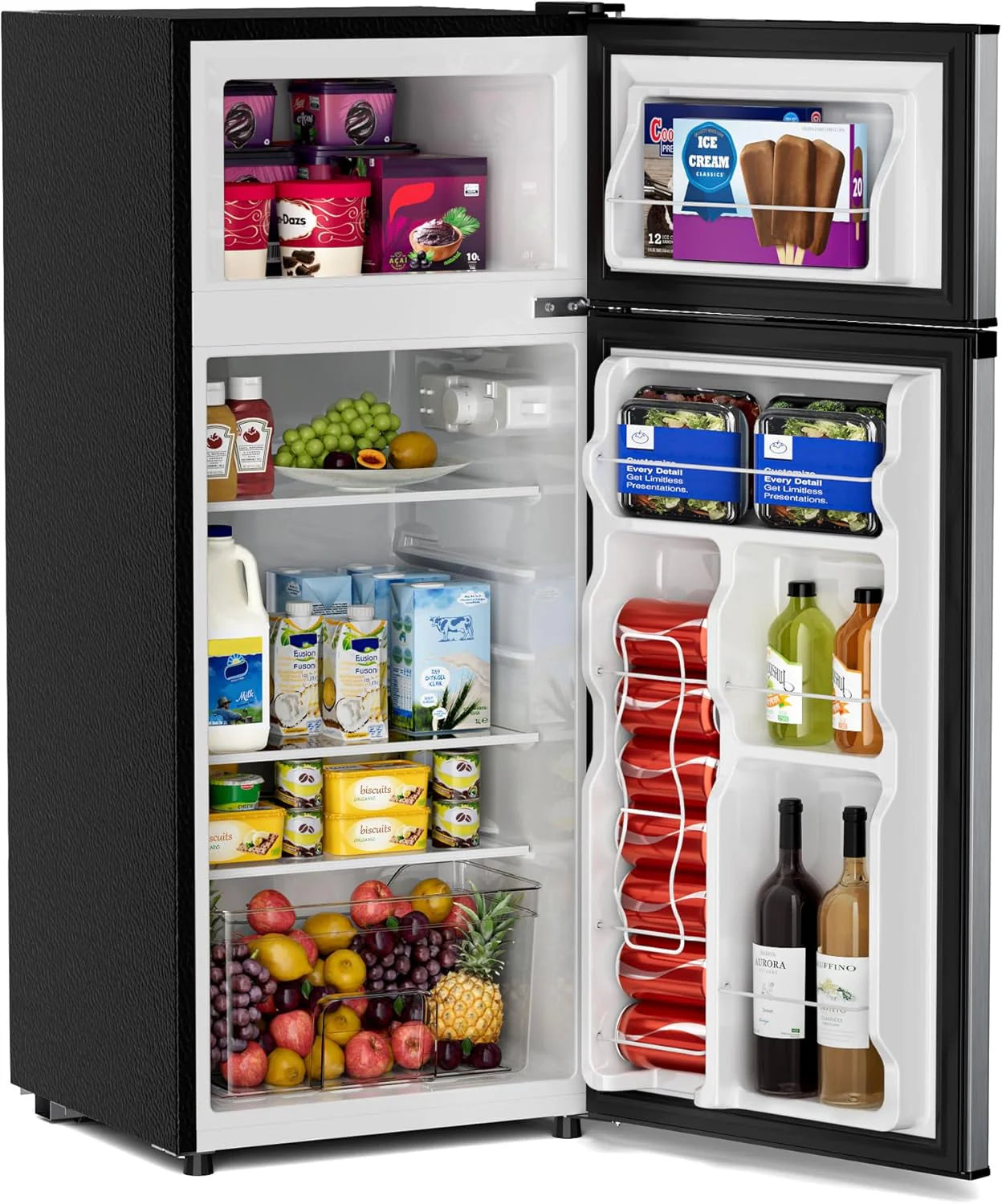 Manastin 4.5 Cu.Ft Mini Fridge with Freezer Small Fridge with 2 Doors for Office Kitchen