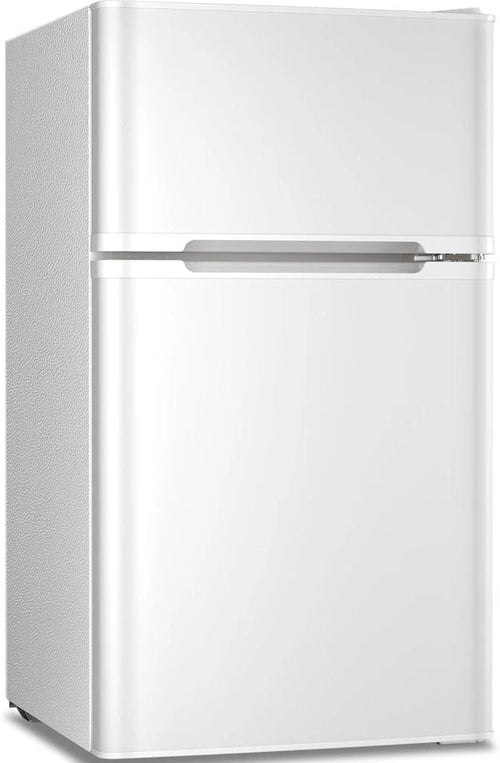 Antarctic Star Compact Mini Refrigerator Separate Freezer, Small Fridge Double 2-Door Adjustable Removable Retro Stainless Steel Shelves Living room/Kitchen/Dorm/Office 3.2 cu ft.Green