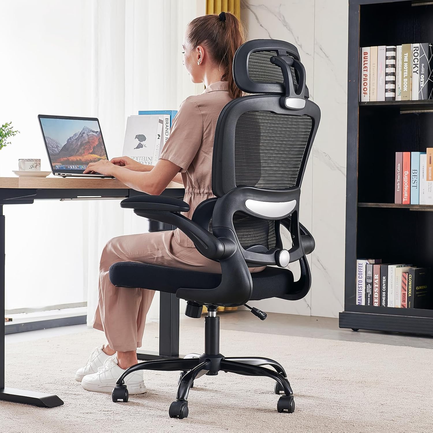 Office Chair Ergonomic Desk Chair, 330 lbs Home Mesh Desk Chair with Wheels, Comfortable Gaming Chair, High Back Office Chair