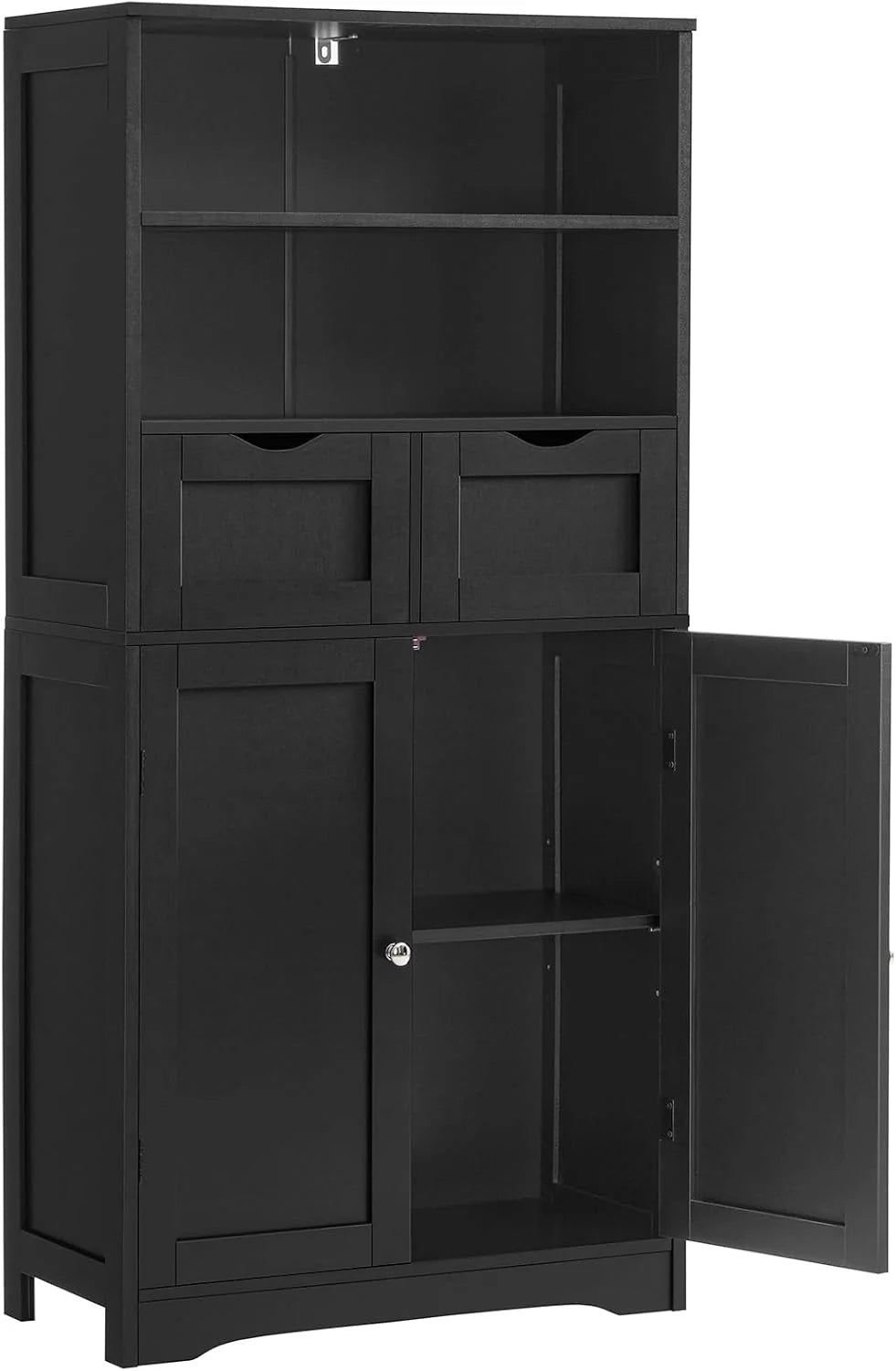 Iwell Storage Cabinet with 2 Drawers & Adjustable Shelves, Cupboard, Floor Cabinet