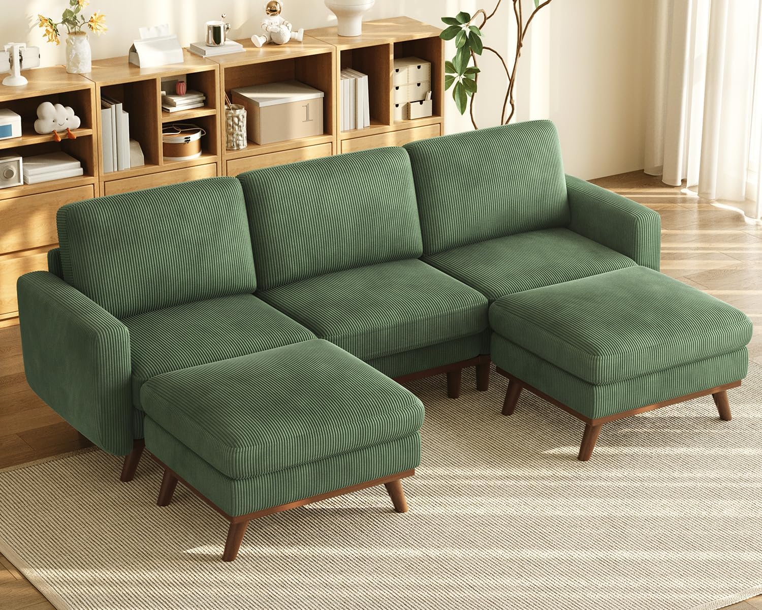 Vesgantti 68 Loveseat Sofa - Green, Comfy Corduroy with Spring Cushion, Solid Wood Frame, Modern Deep Seat, Bedroom & Living Room, Office Couch