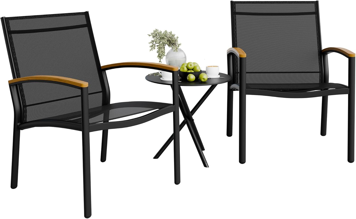 Shintenchi 3 Pieces Patio Bistro Sets Outdoor Textilene Fabric Conversation Bistro Set