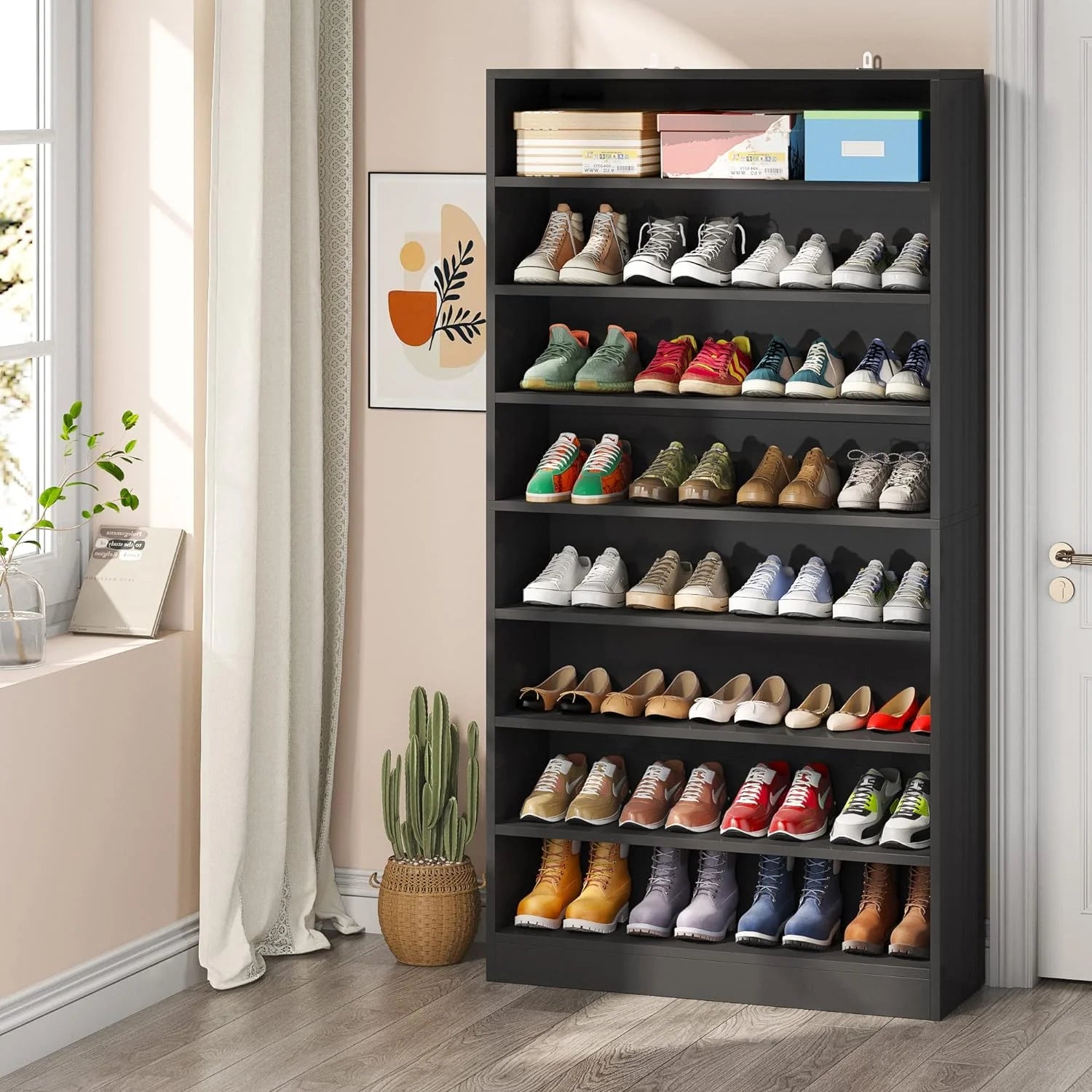 Tribesigns Shoe Cabinet, 9 Tiers 40-45 Pairs Heavy Duty Wood Freestanding Shoe Storage Cabinet