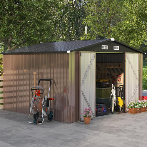 Aoxun 6.2x4 FT Shed Outdoor Storage Shed Metal Garden Shed Sloping Roof Tool Shed Bike Shed
